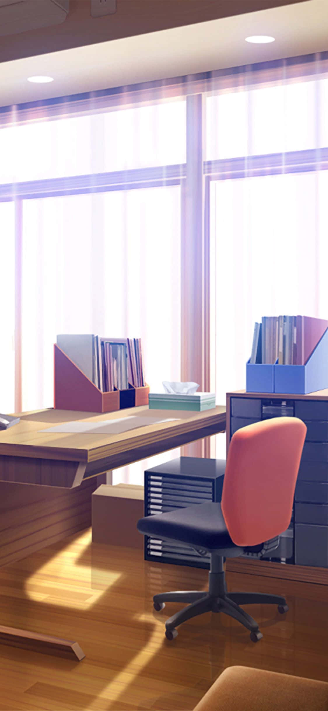 iPhone XS Office Black Orange Chair Background Wallpaper