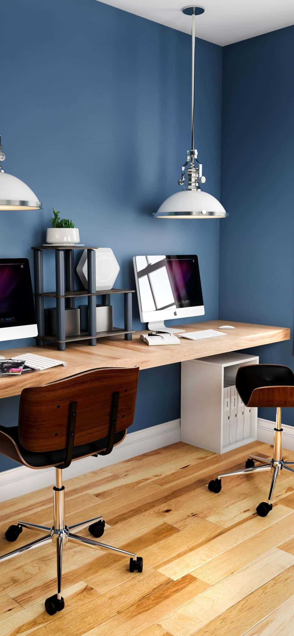 iPhone XS Office Na May Blue Walls Background Wallpaper