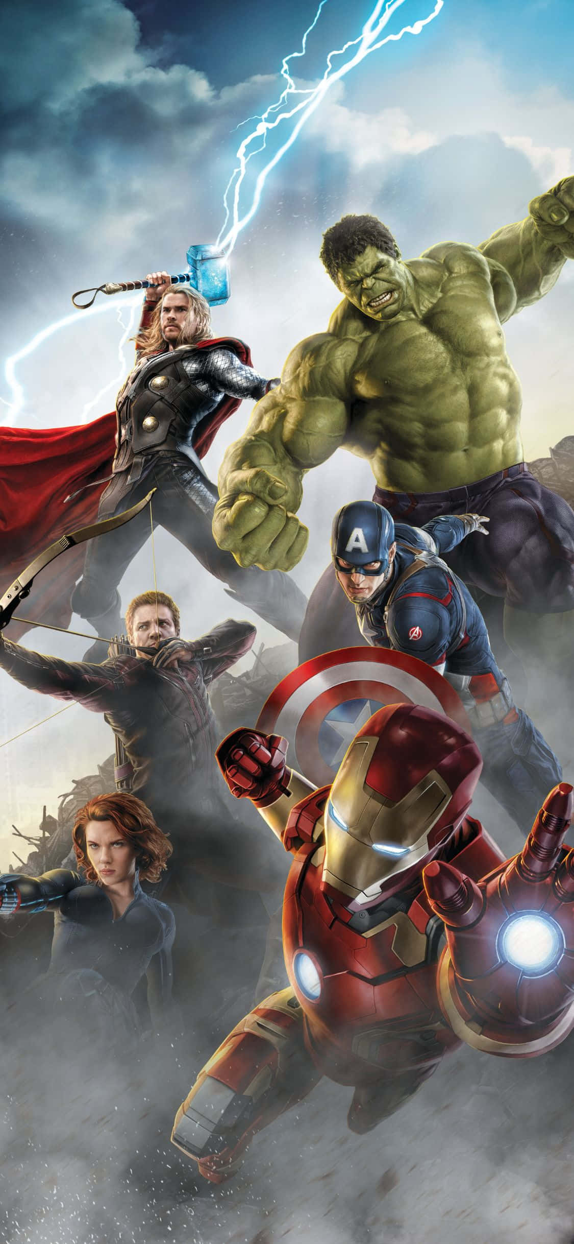 iPhone XS Original Six Avengers Background Wallpaper