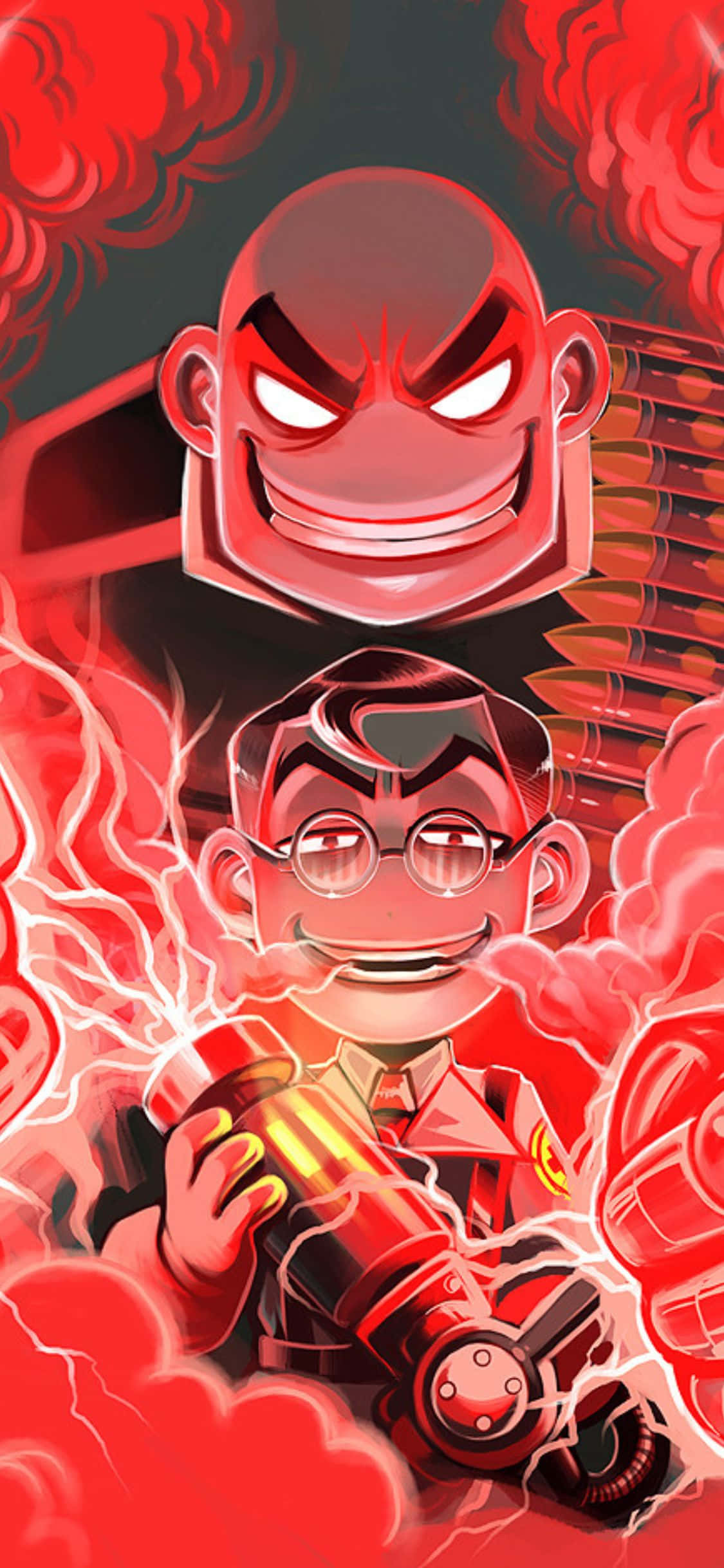 iPhone XS Team Fortress 2 Animated Heavy At Medic Background Wallpaper