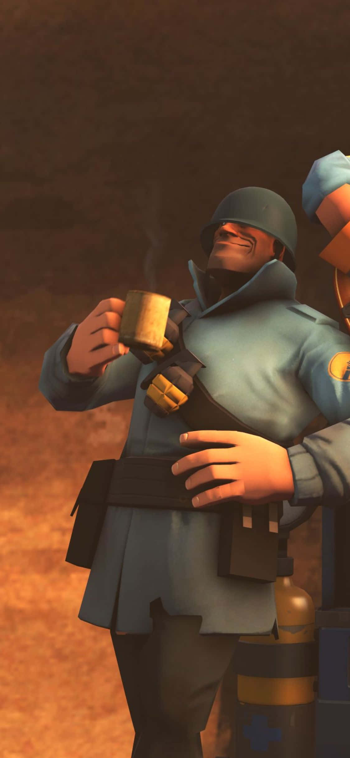iPhone XS Team Fortress 2 Blue Soldier Background Wallpaper