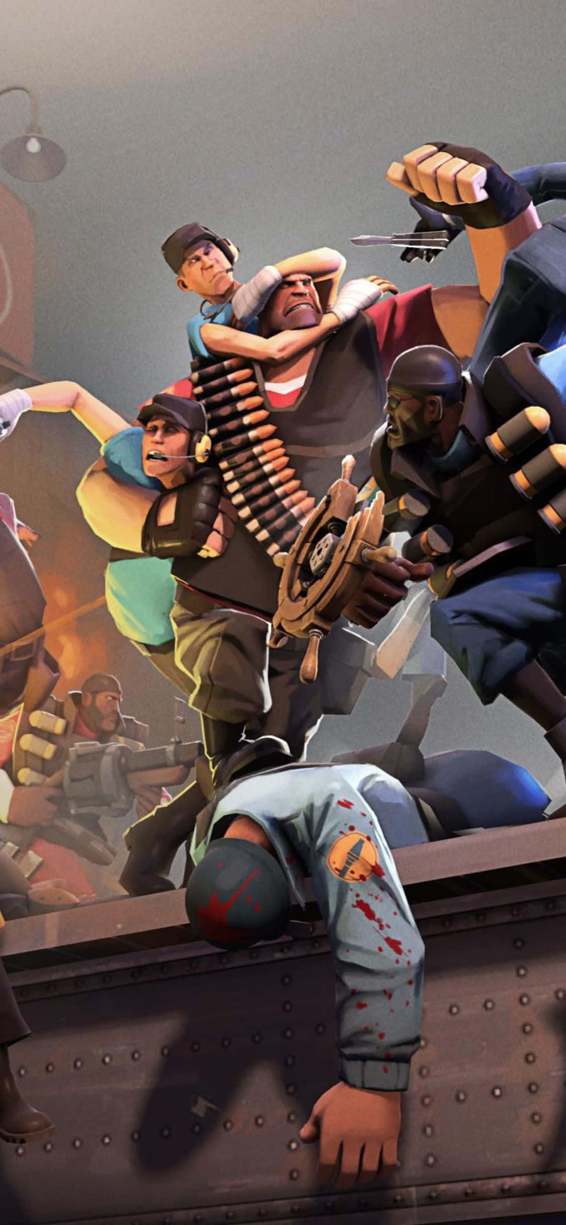 iPhone XS Team Fortress 2 Characters Riot Background Wallpaper