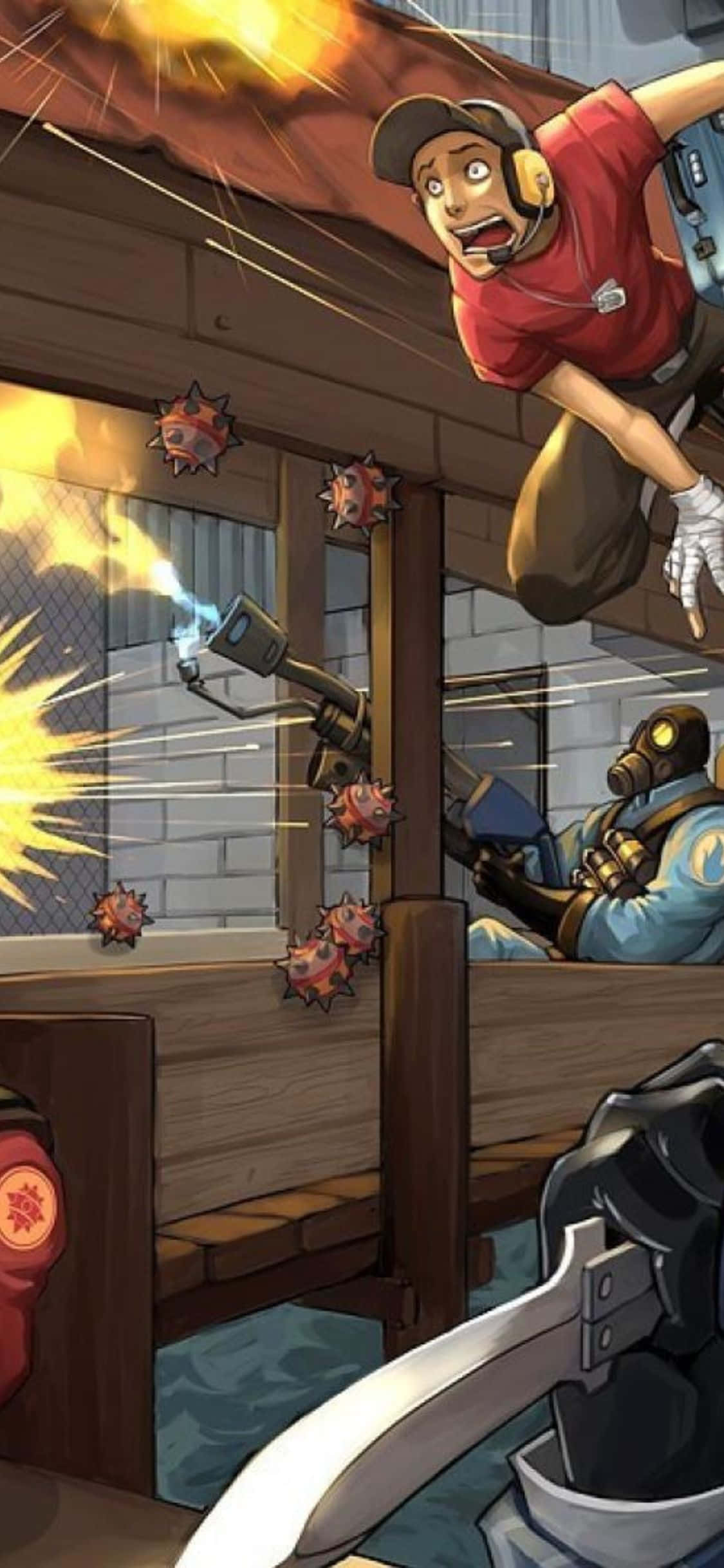 iPhone XS Team Fortress 2 Comic Art Style Background Wallpaper