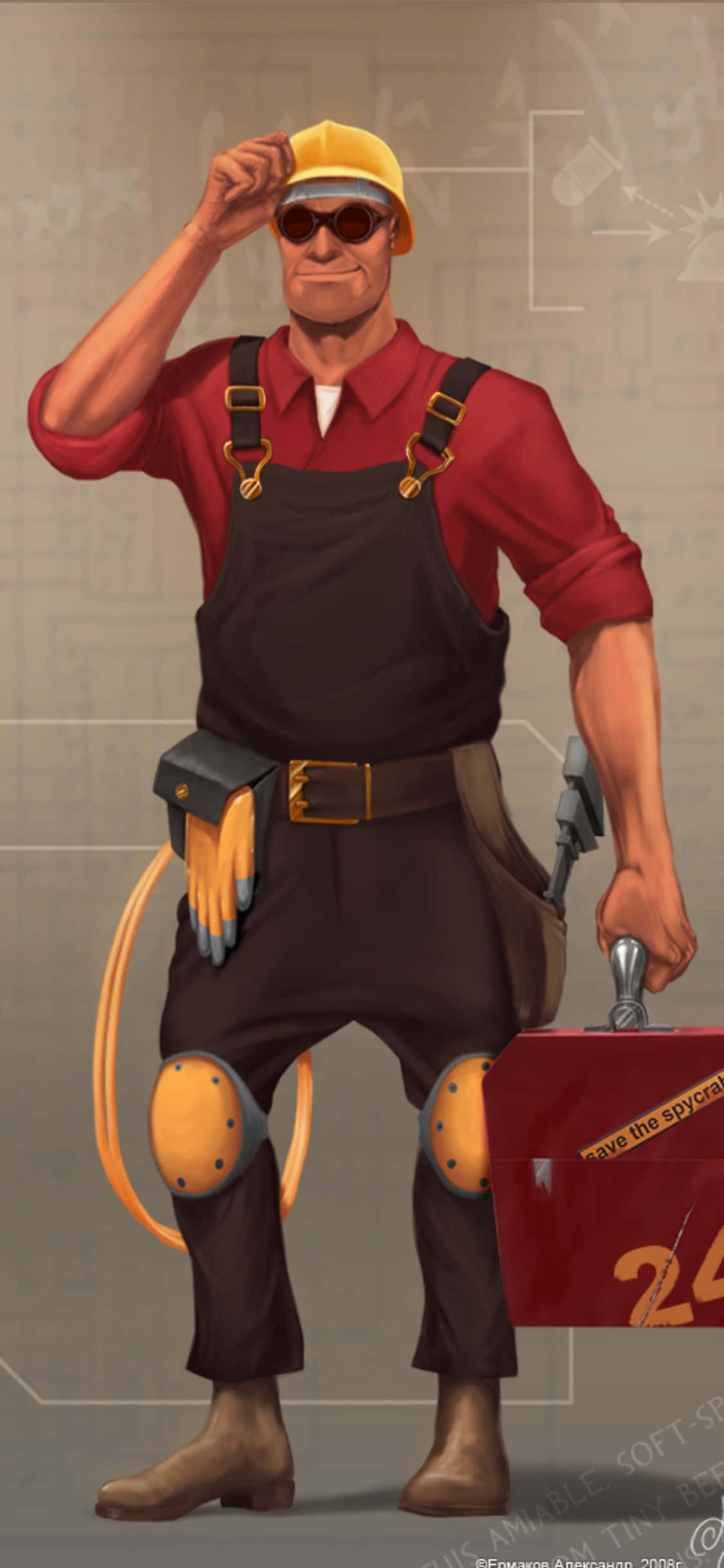 iPhone Xs Tf2 Background Fanart Drawing Ng Pulang Engineer Wallpaper