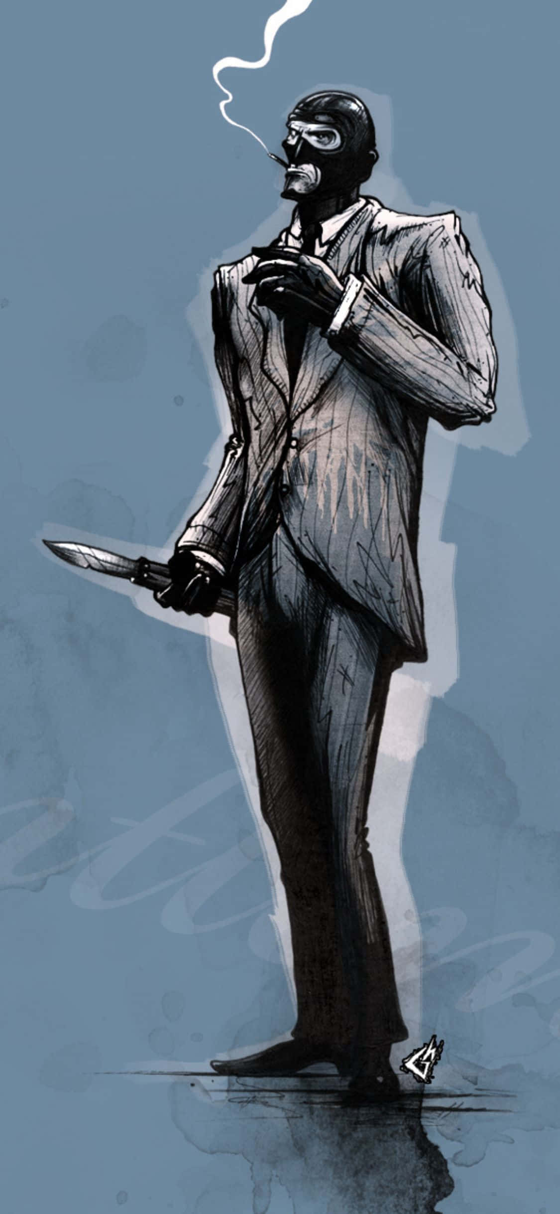 iPhone Xs Tf2 Background Fanart Drawing Ng Spy Na Naninigarilyo Wallpaper