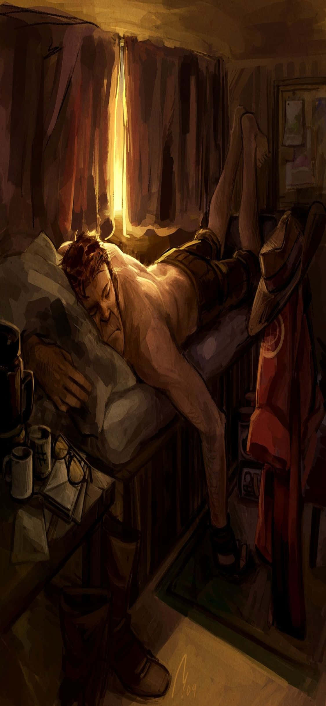 iPhone Xs Tf2 Background Fanart Painting Sniper Natutulog Wallpaper