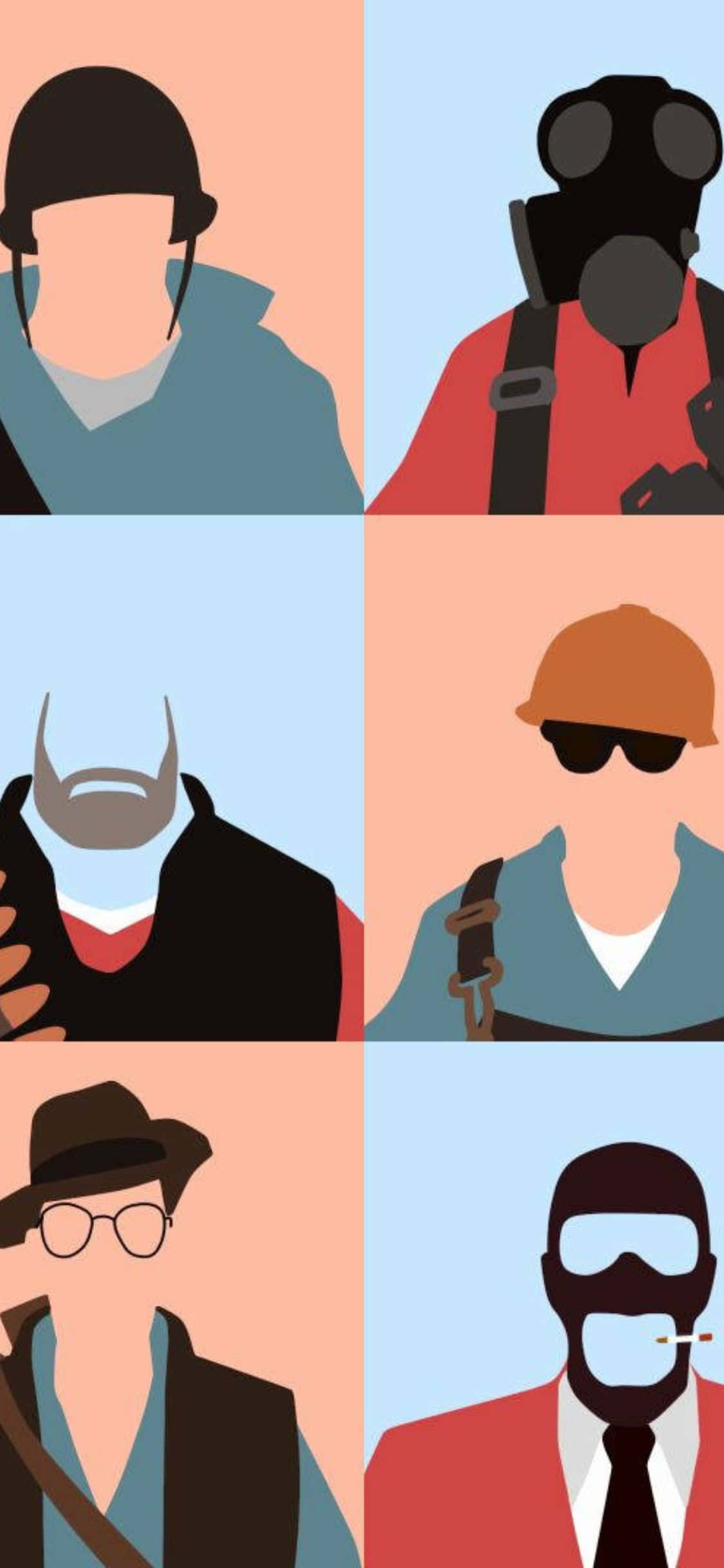 iPhone Xs Tf2 Background Makulay na Silhouettes ng mga Tauhan Wallpaper