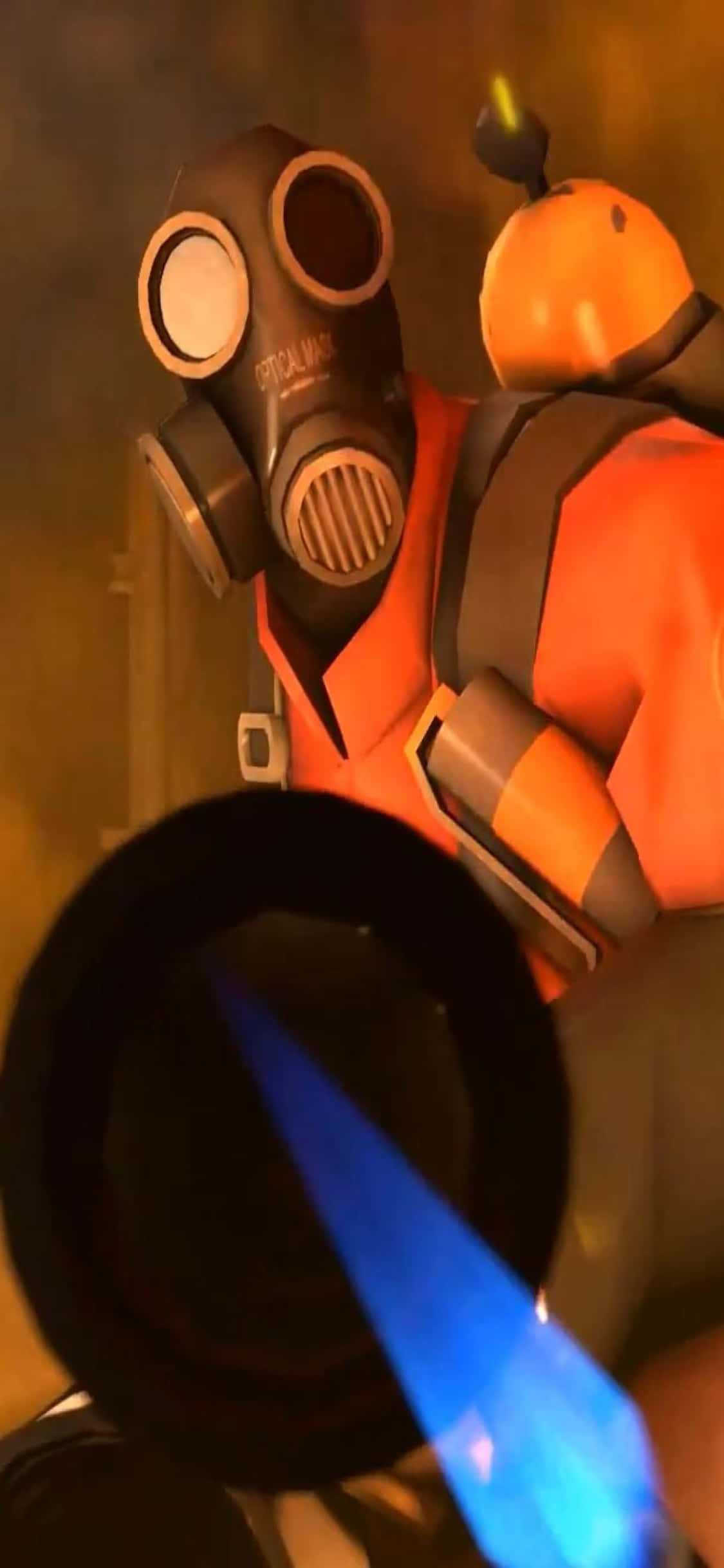 iPhone Xs Tf2 Background Pyro na Nagpupuntir ng Kanyang Flamethrower Wallpaper