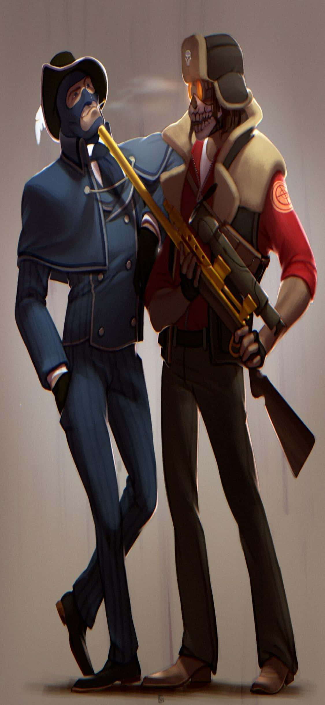 iPhone Xs Tf2 Background Sniper na Naglalayon sa Spy Wallpaper