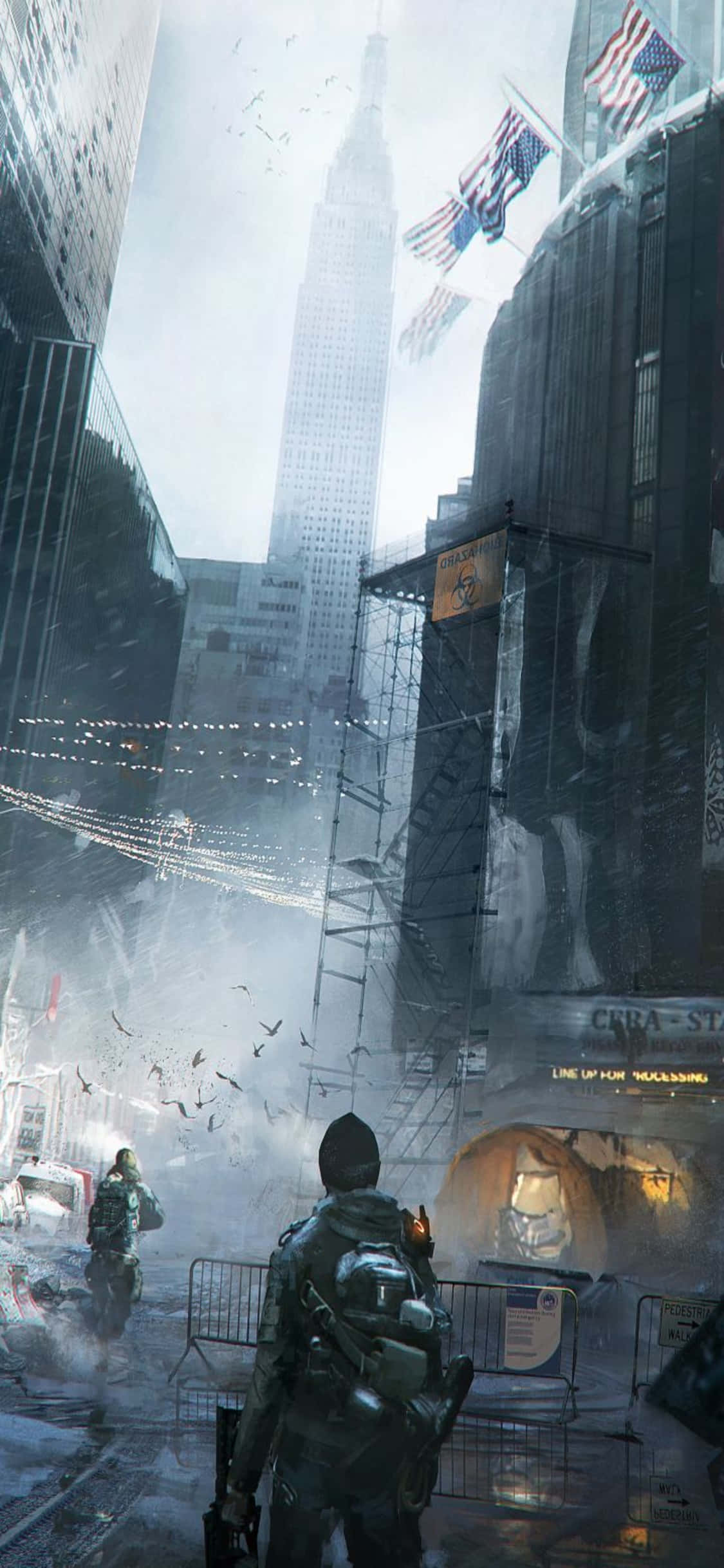 iPhone Xs The Division Background Squad na Gumagalaw sa Usok Wallpaper