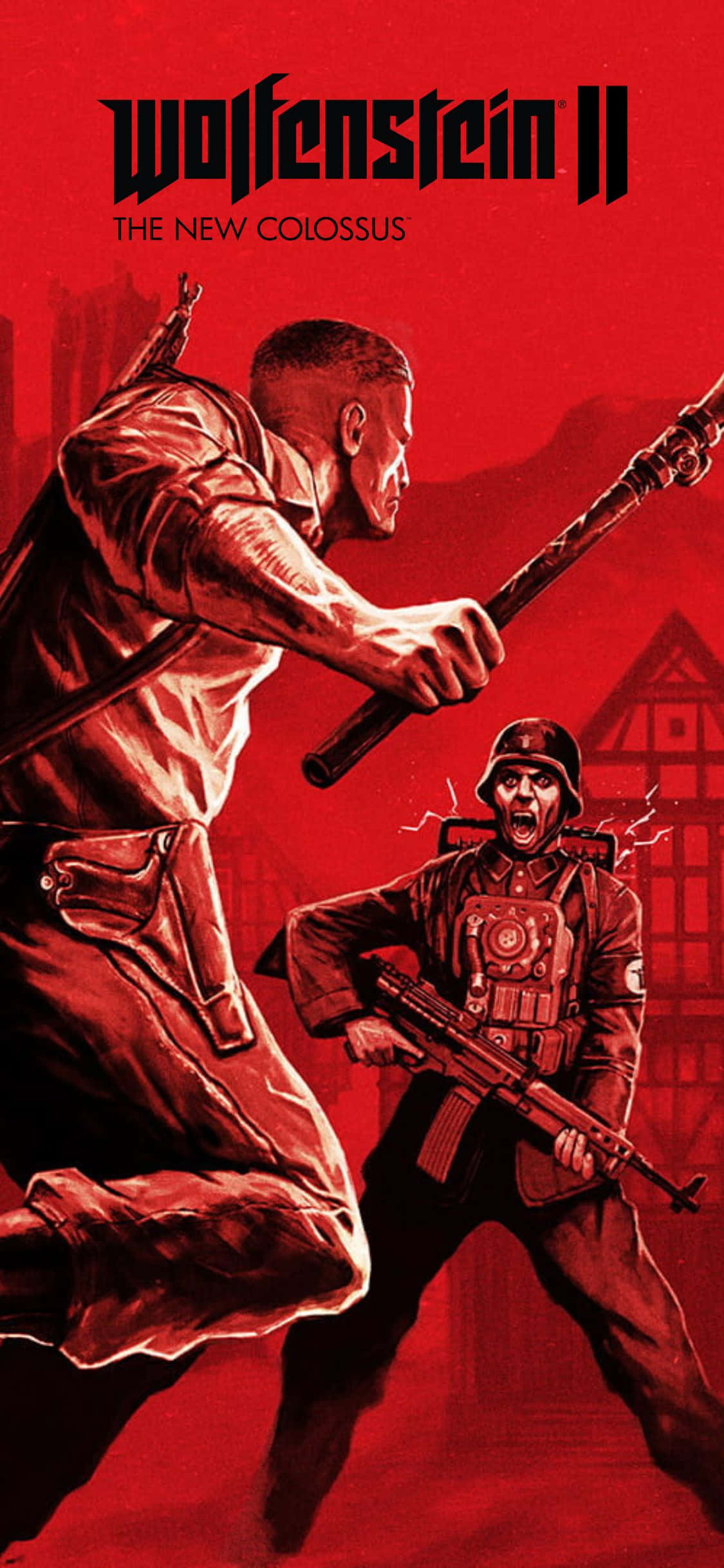 iPhone Xs Wolfenstein Ii Bloody Red Background Wallpaper