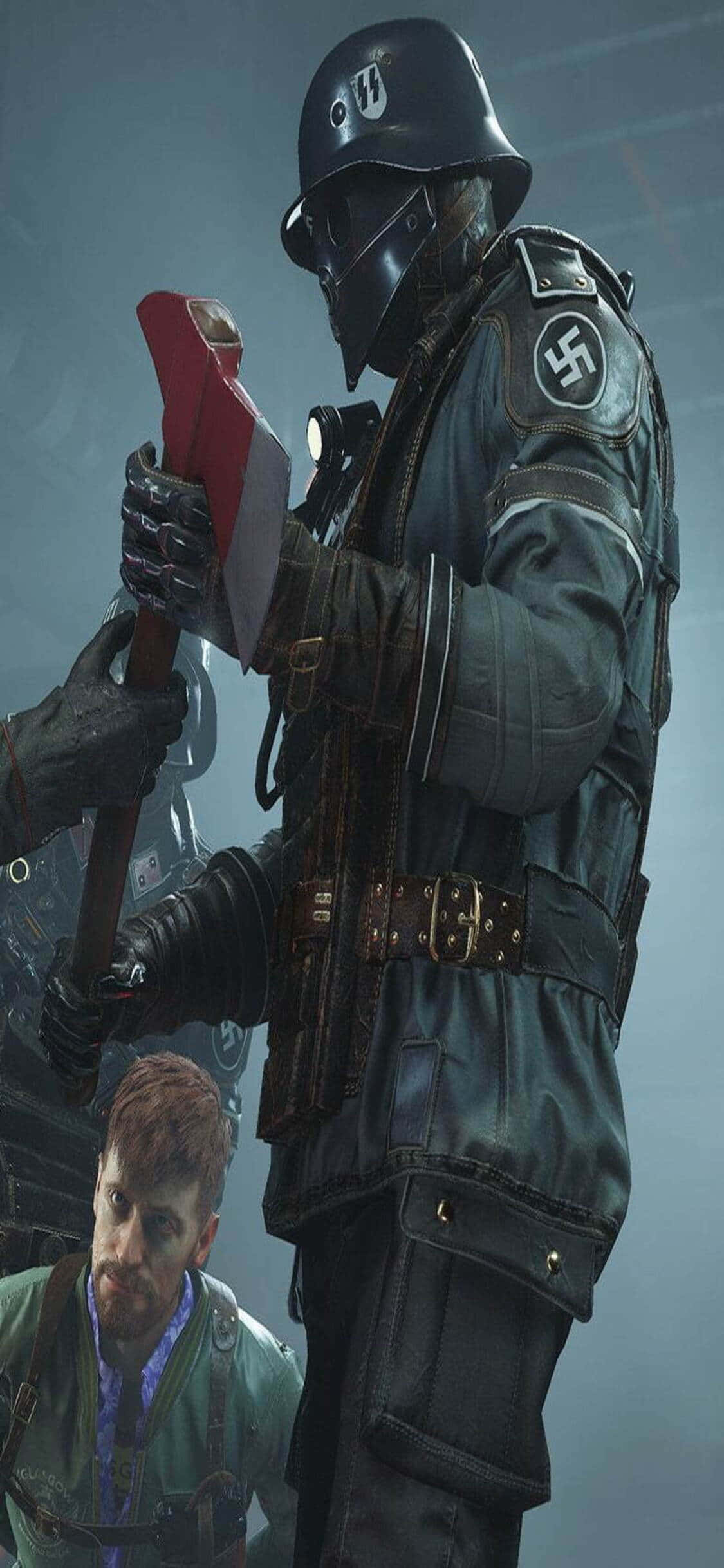 iPhone Xs Wolfenstein Ii Nazi Soldier Axe Background Wallpaper