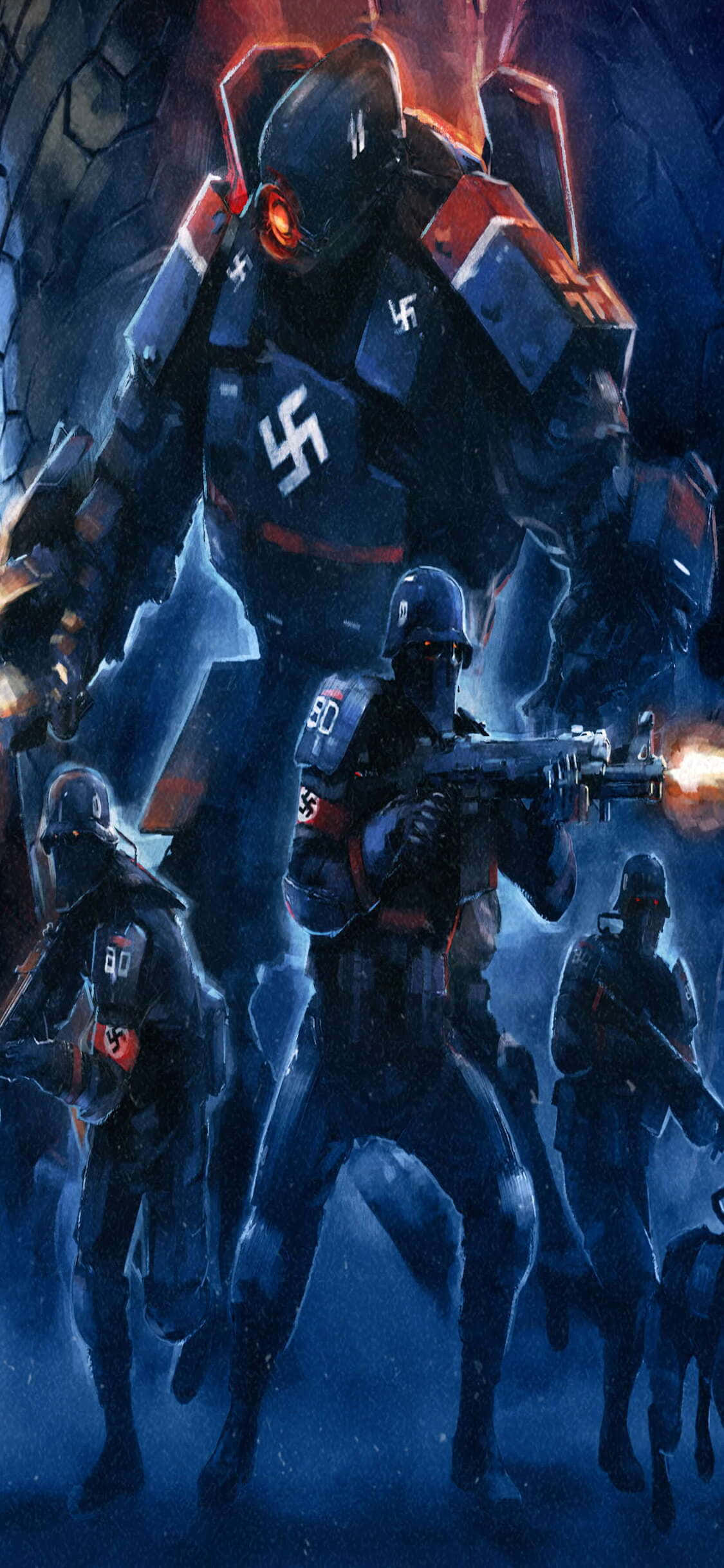 iPhone Xs Wolfenstein Ii Nazi Soldiers Background Wallpaper