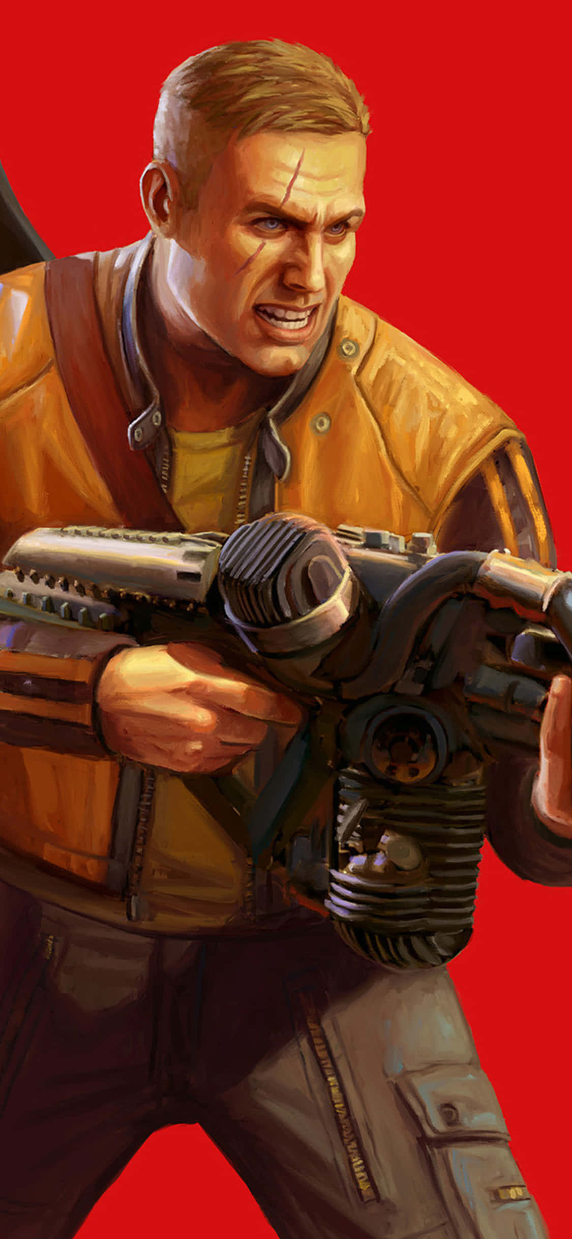 iPhone Xs Wolfenstein Ii Terror Billy Firing Gun Background Wallpaper