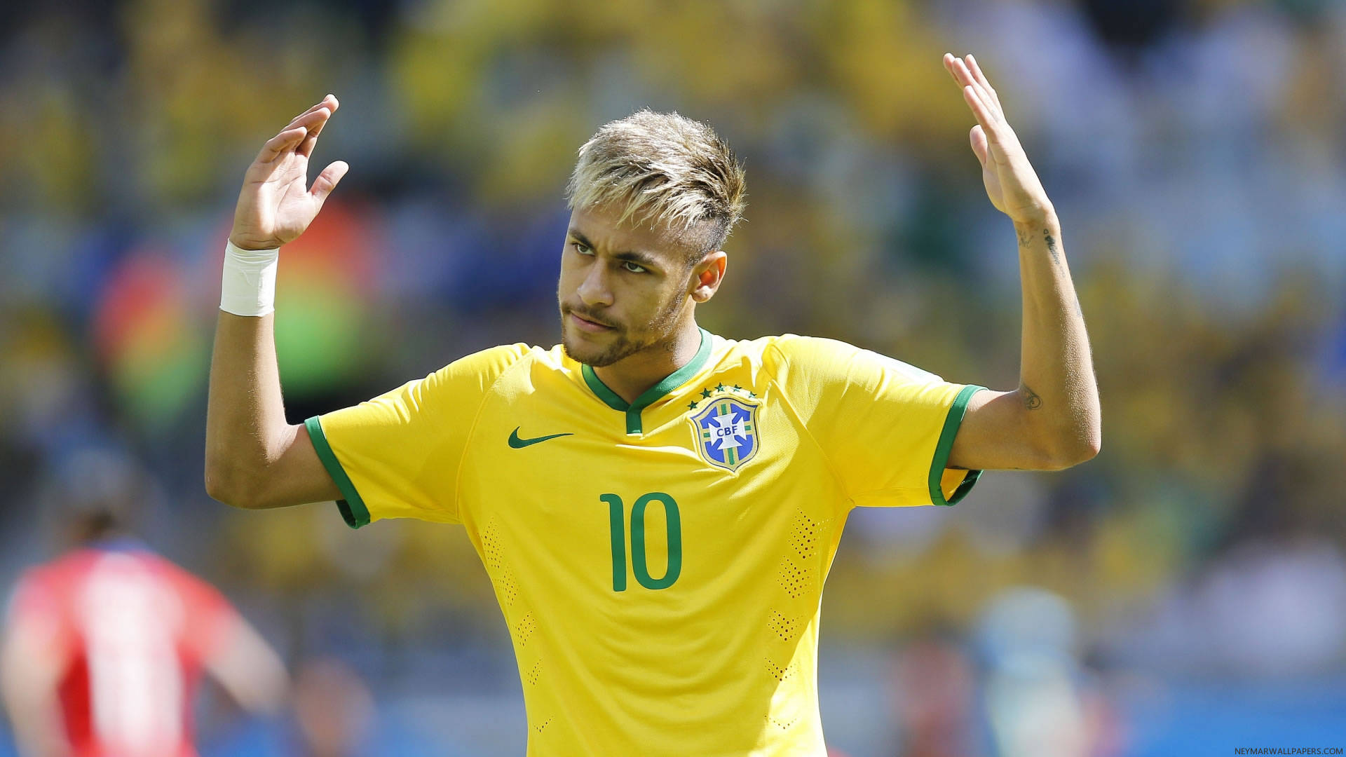 Ipinakita ni Neymar Jr ang kanyang signature Brazilian No. 10 uniform Wallpaper