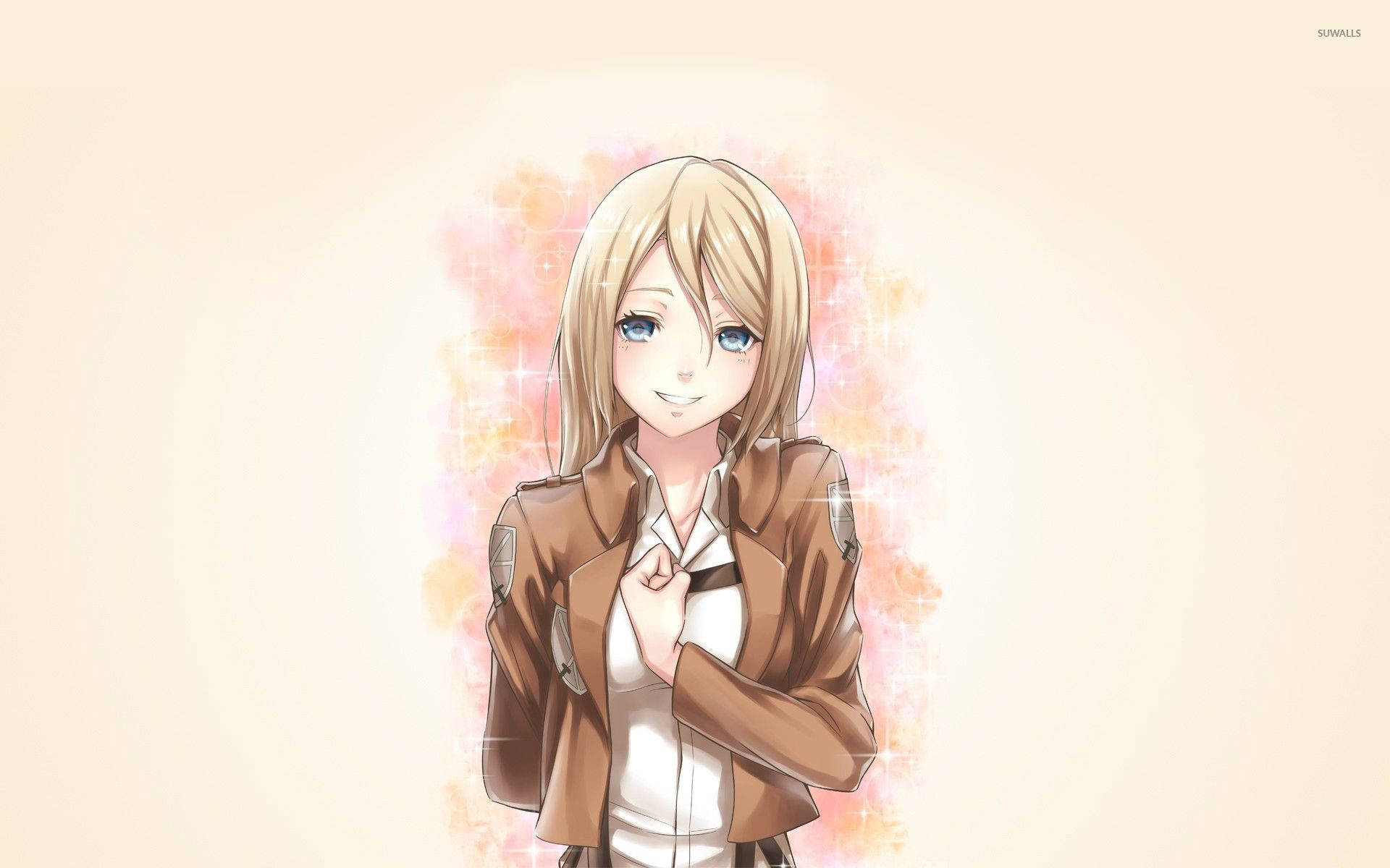 Ipinapakita ni Krista Lenz ang kanyang lakas sa Attack On Titan Wallpaper