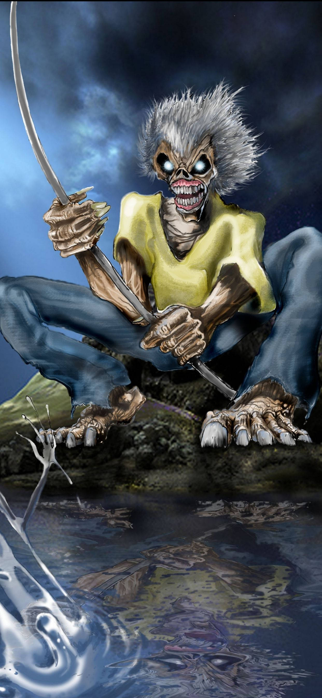 Iron Maiden's Eddie na may Katana Sword Wallpaper