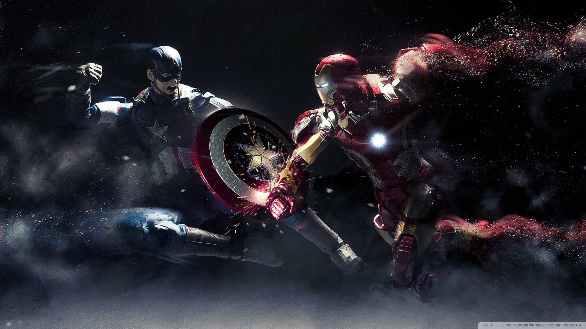 Iron Man At Captain America Wallpaper