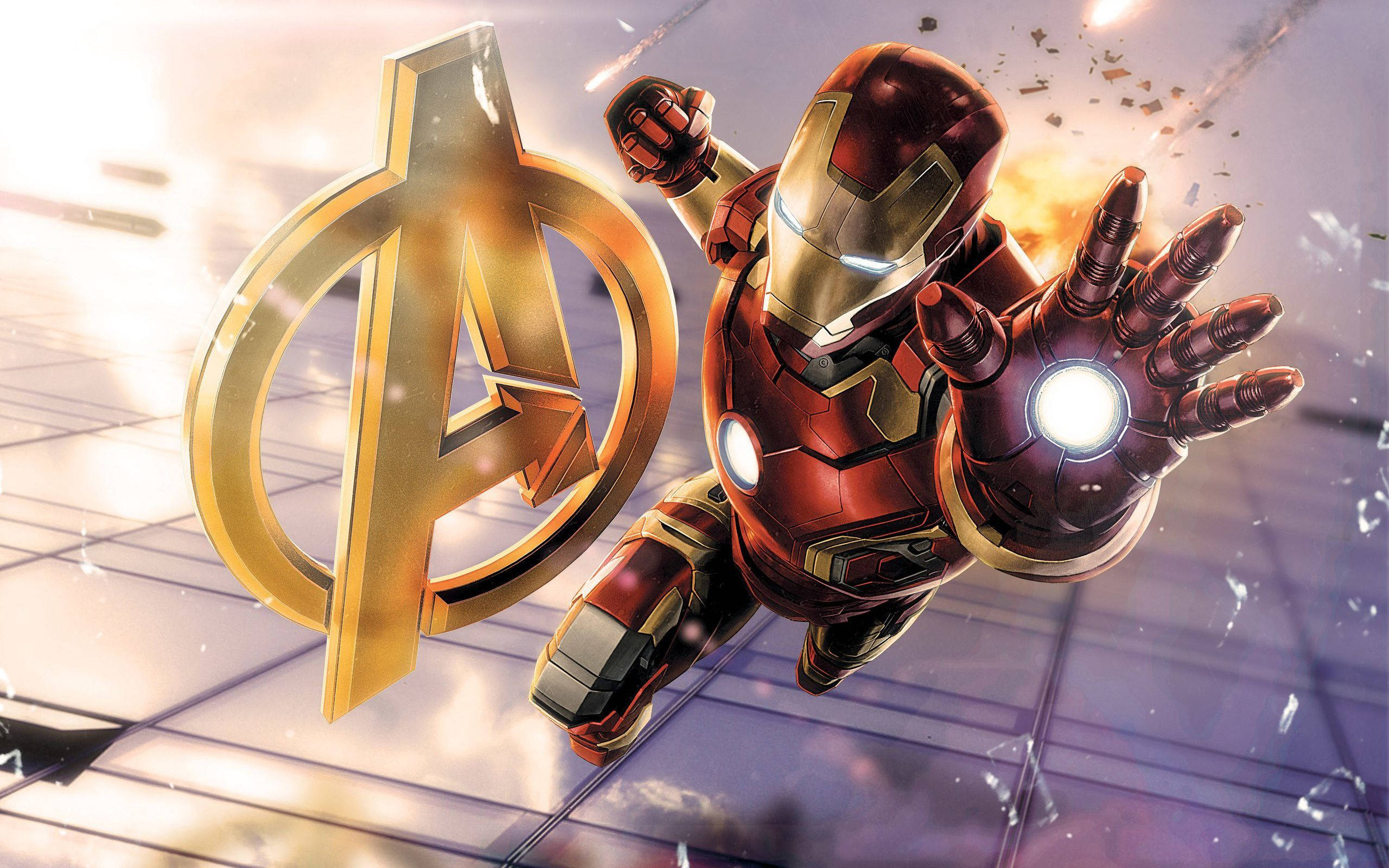 Iron Man Na May Simbolo Ng Avengers Wallpaper