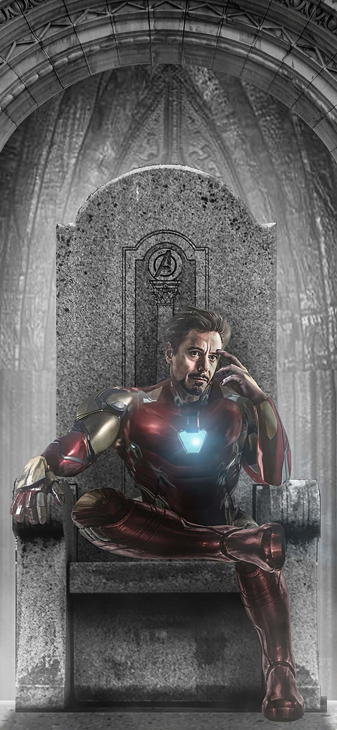 iron man nakaupo sa isang throne Wallpaper