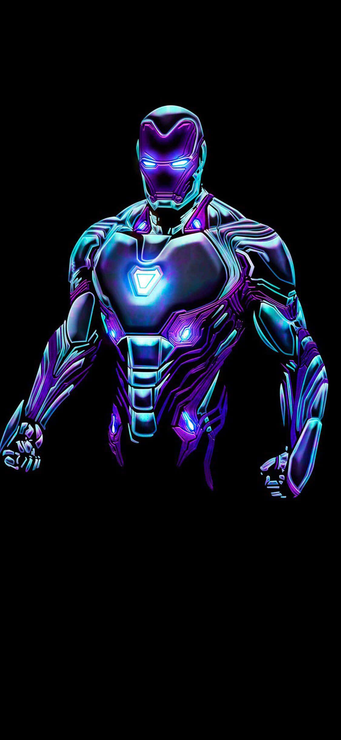Iron Man Neon Violet iPhone X Wallpaper