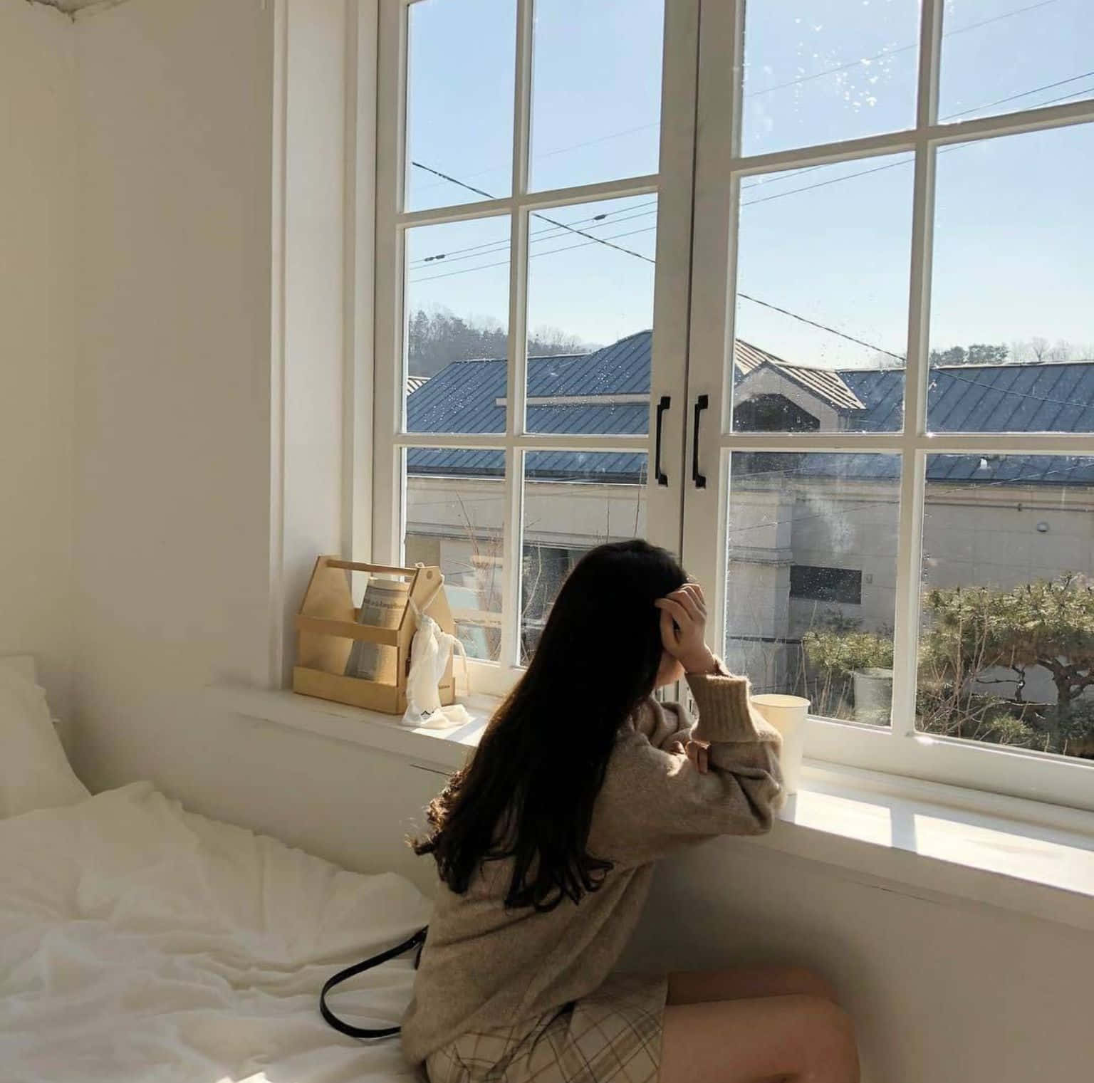 Isang aesthetic na beige color scheme na lumilikha ng isang tahimik na oasis. Wallpaper