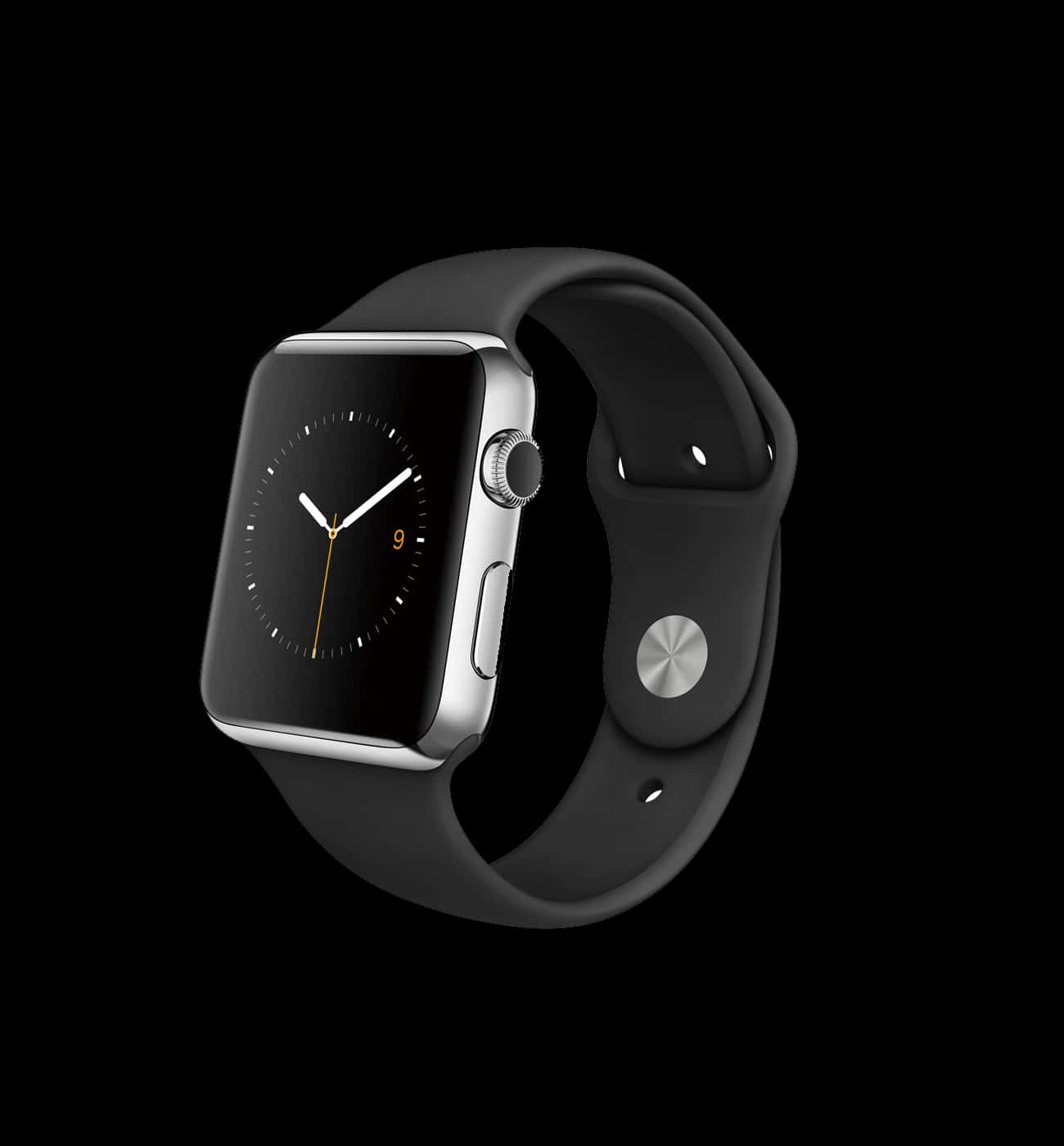 isang apple watch ang ipinapakita laban sa itim na background Wallpaper