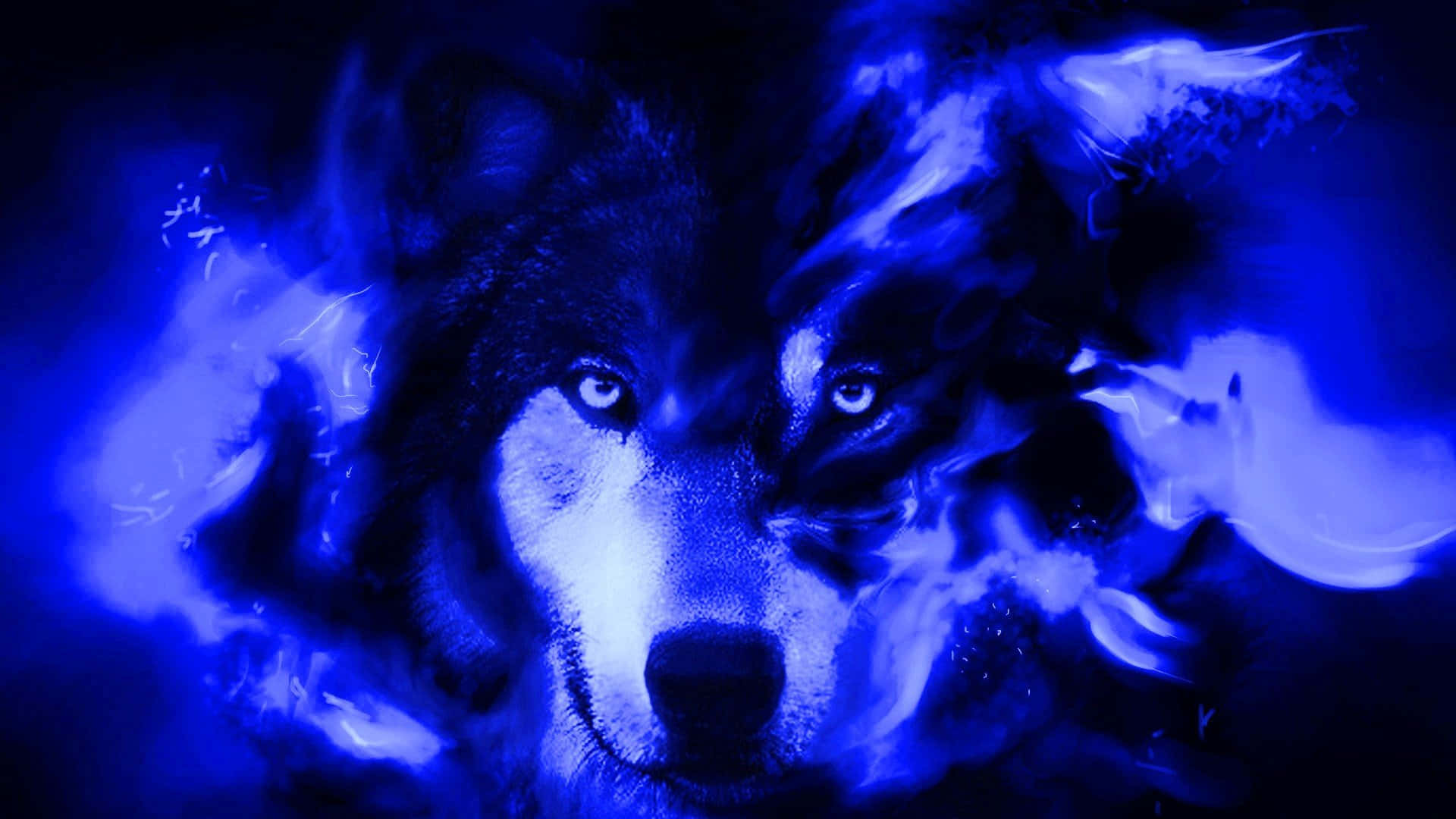 Isang Astig na Lobo na Napapaligiran ng Liwanag ng Buwan Wallpaper