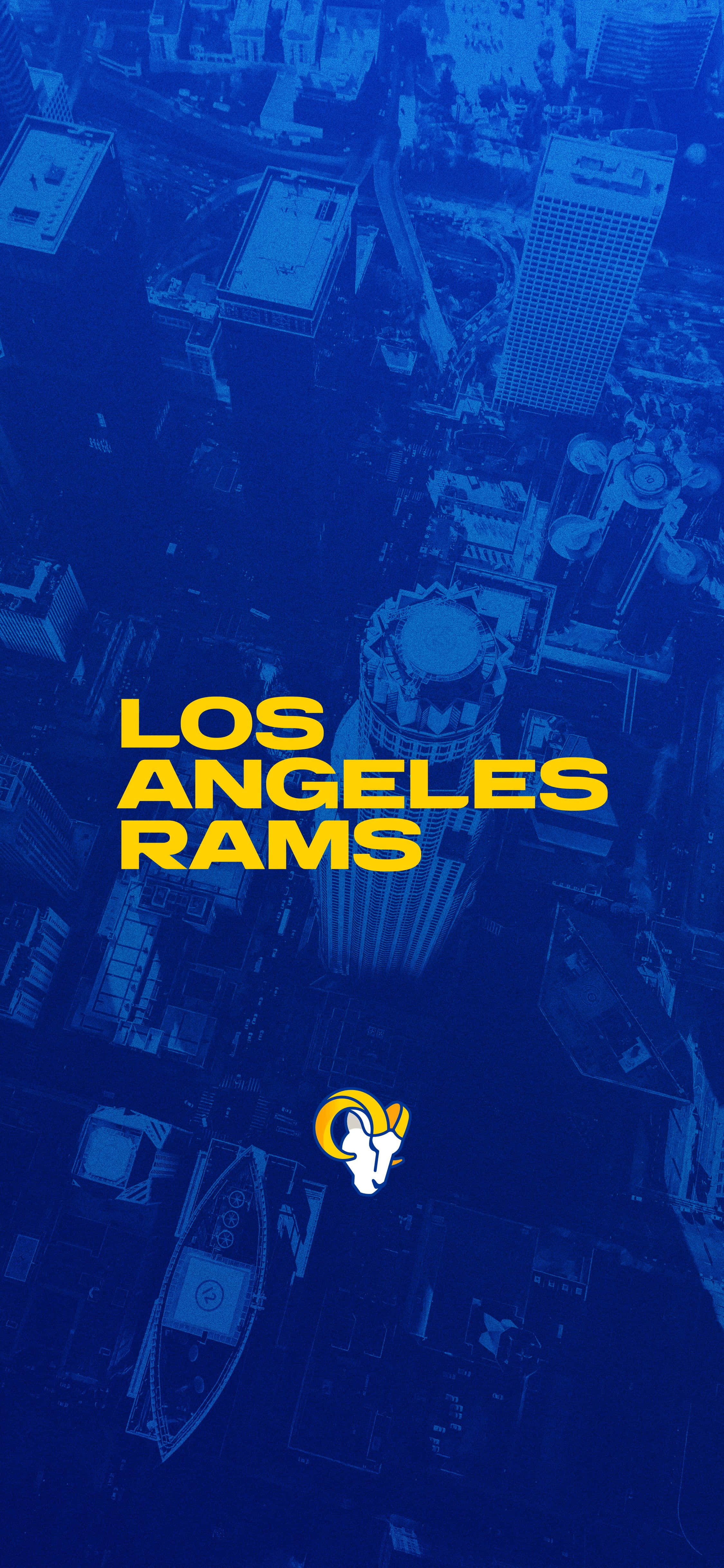 isang asul at dilaw na background na may mga salitang los angeles rams Wallpaper