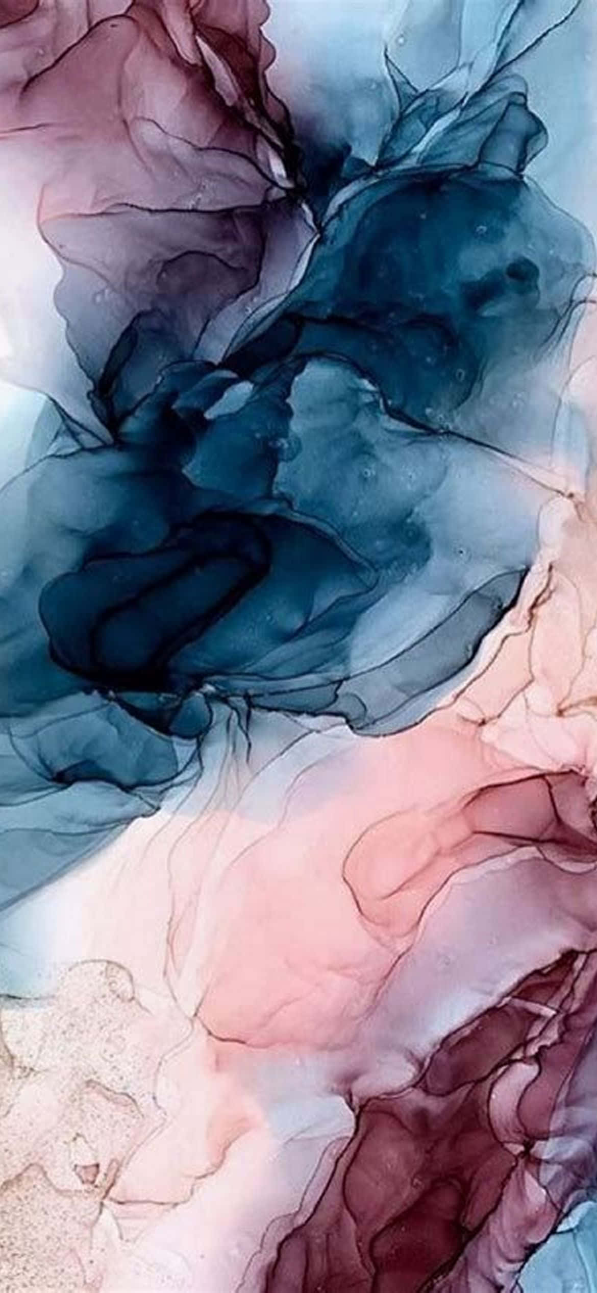 isang asul at pink watercolor painting sa isang pader Wallpaper