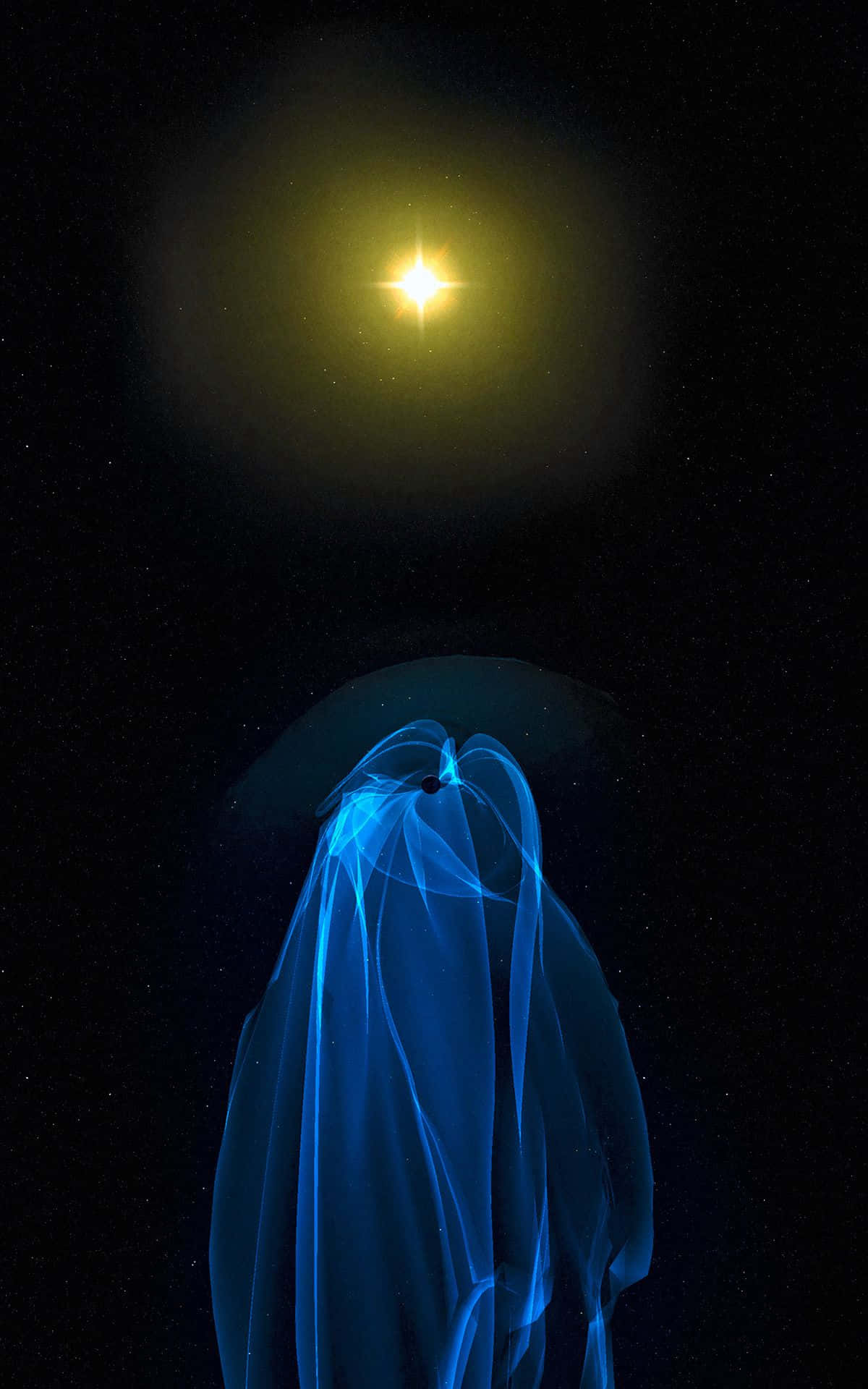 isang asul na liwanag ang sumisikat sa kalangitan Wallpaper