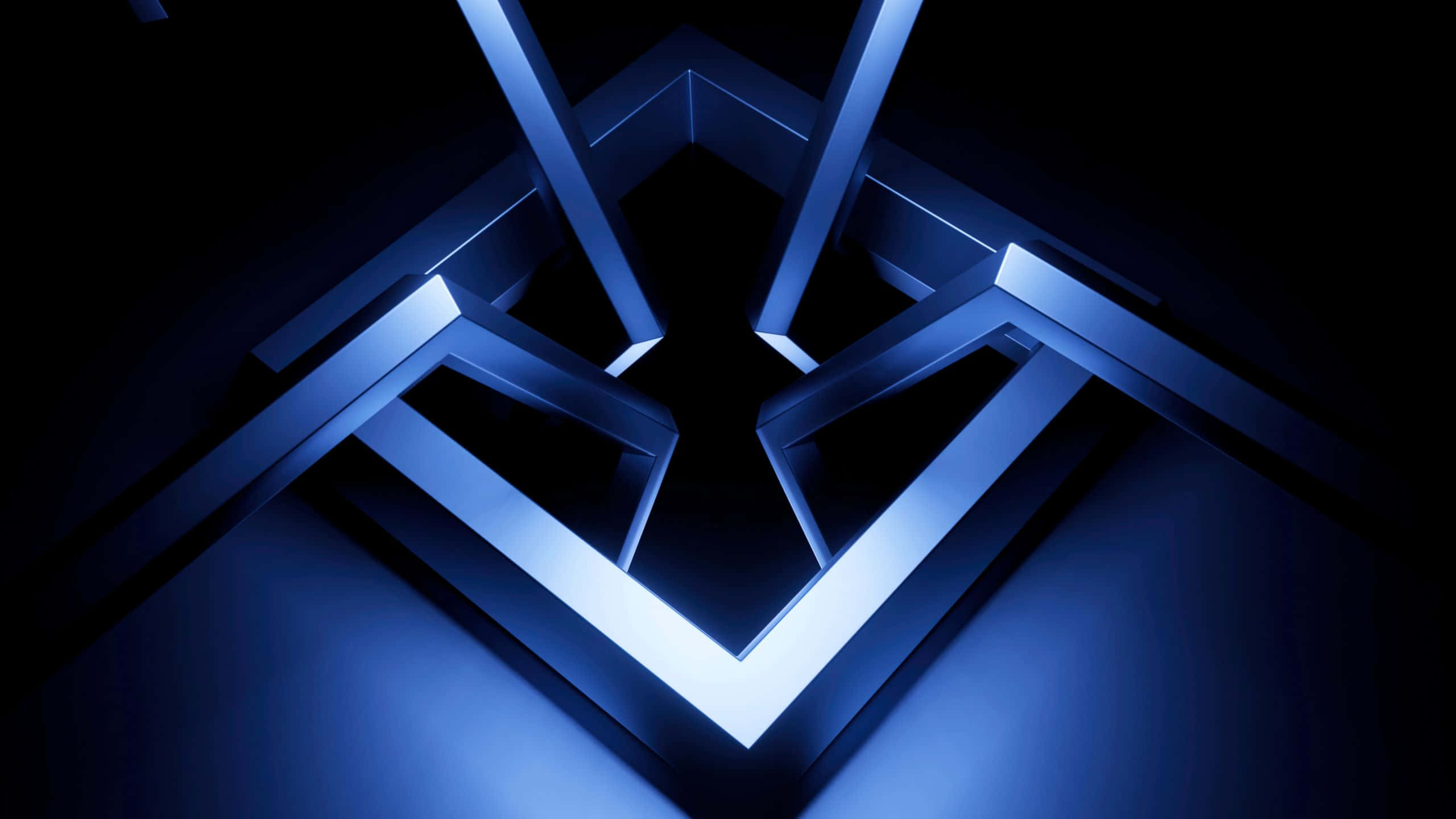 Isang asul na logo na may asul na liwanag na sumisikat dito Wallpaper