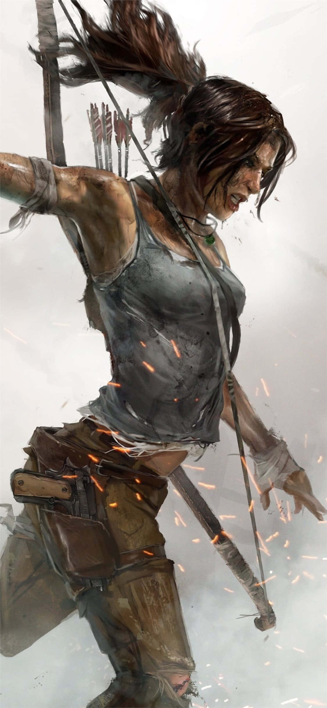 isang babae na may hawak na bow at arrow Wallpaper