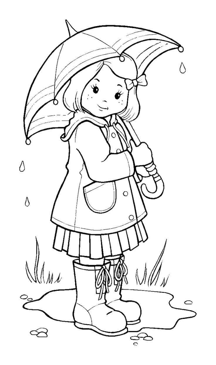 isang babae na may umbrella coloring page Wallpaper