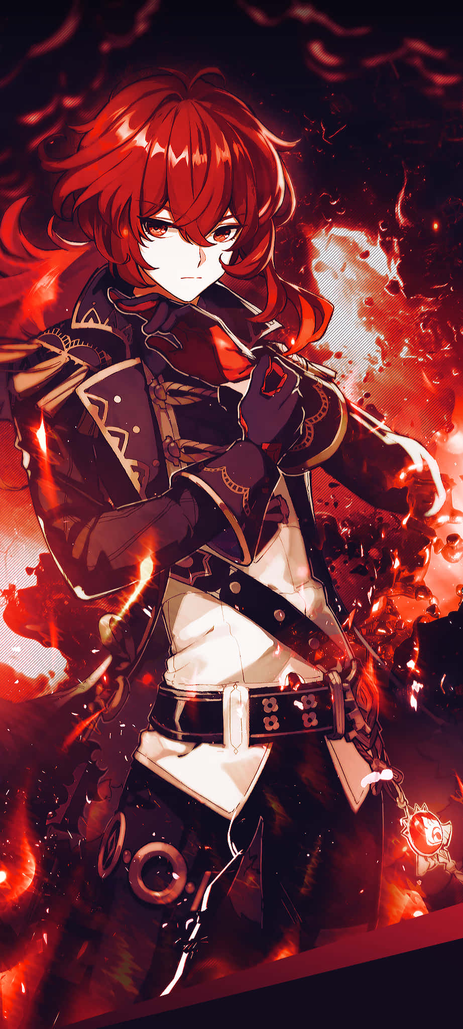 isang babaeng anime na may pulang buhok at espada Wallpaper
