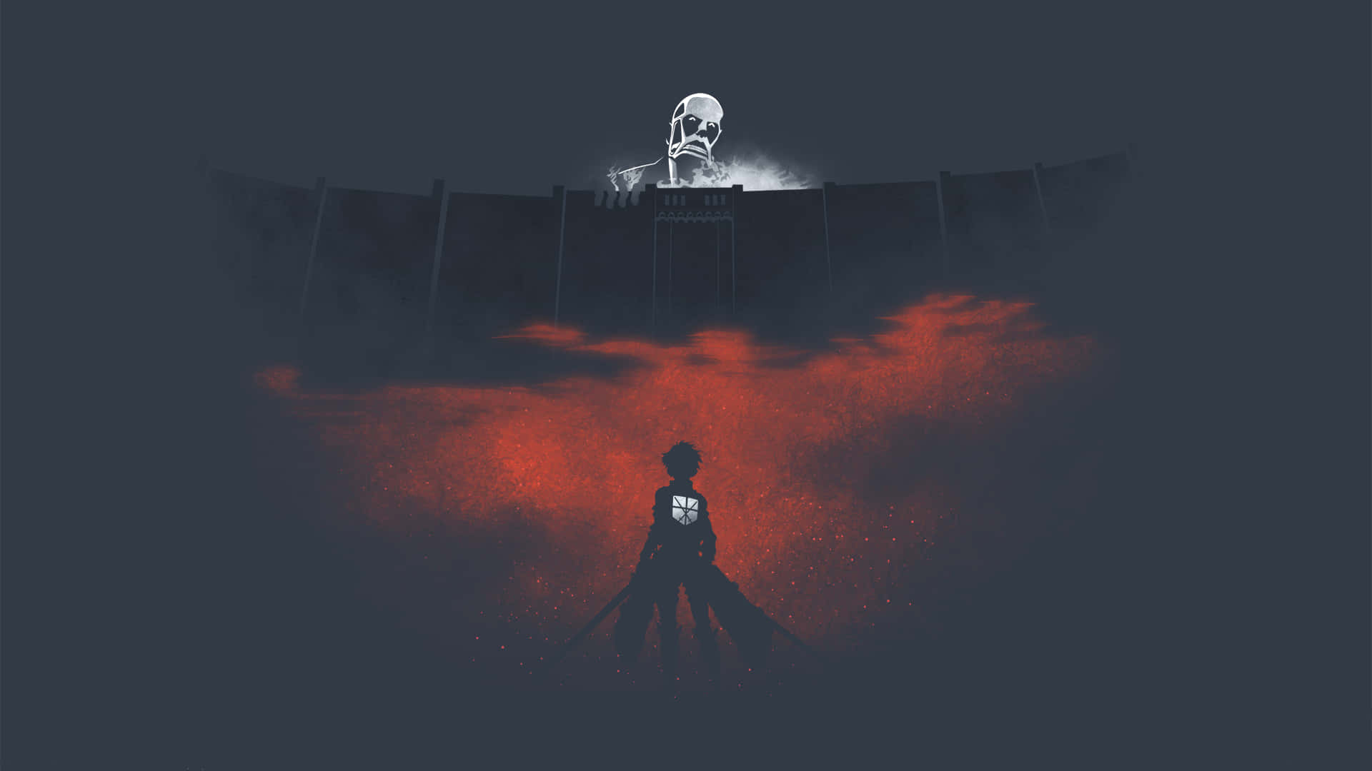 Isang babaeng karakter mula sa Attack On Titan na nakatayo sa isang madilim at nakakatakot na kagubatan Wallpaper
