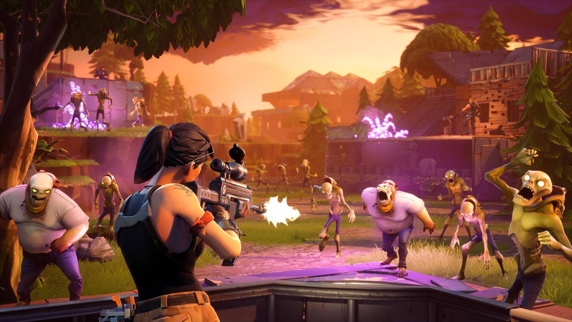 Isang Babaeng Sundalo ng Fortnite ang Naghahanda na Pumasok sa Labanan Wallpaper