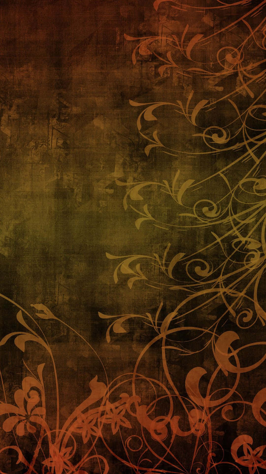 isang background na kulay kayumanggi at kahel na may pattern na bulaklak Wallpaper