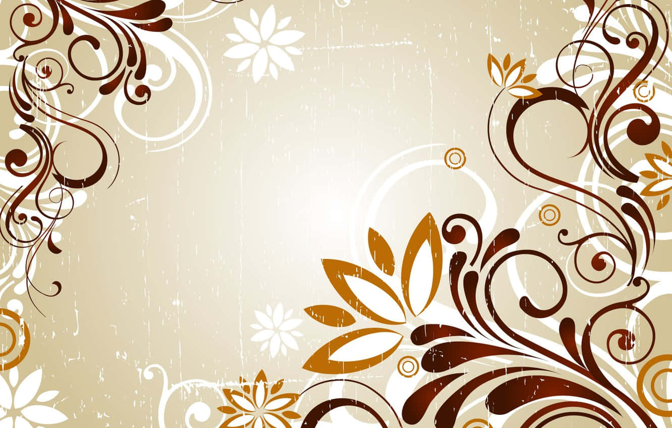 isang background na may kulay kayumanggi at puting mga bulaklak Wallpaper