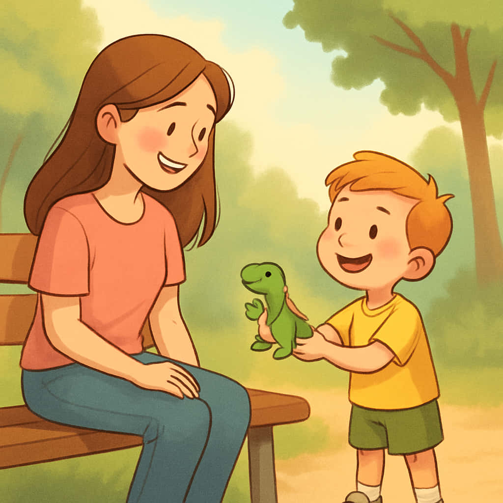Isang bata na nagbibigay ng laruan sa isang batang babae na cute na wallpaper
