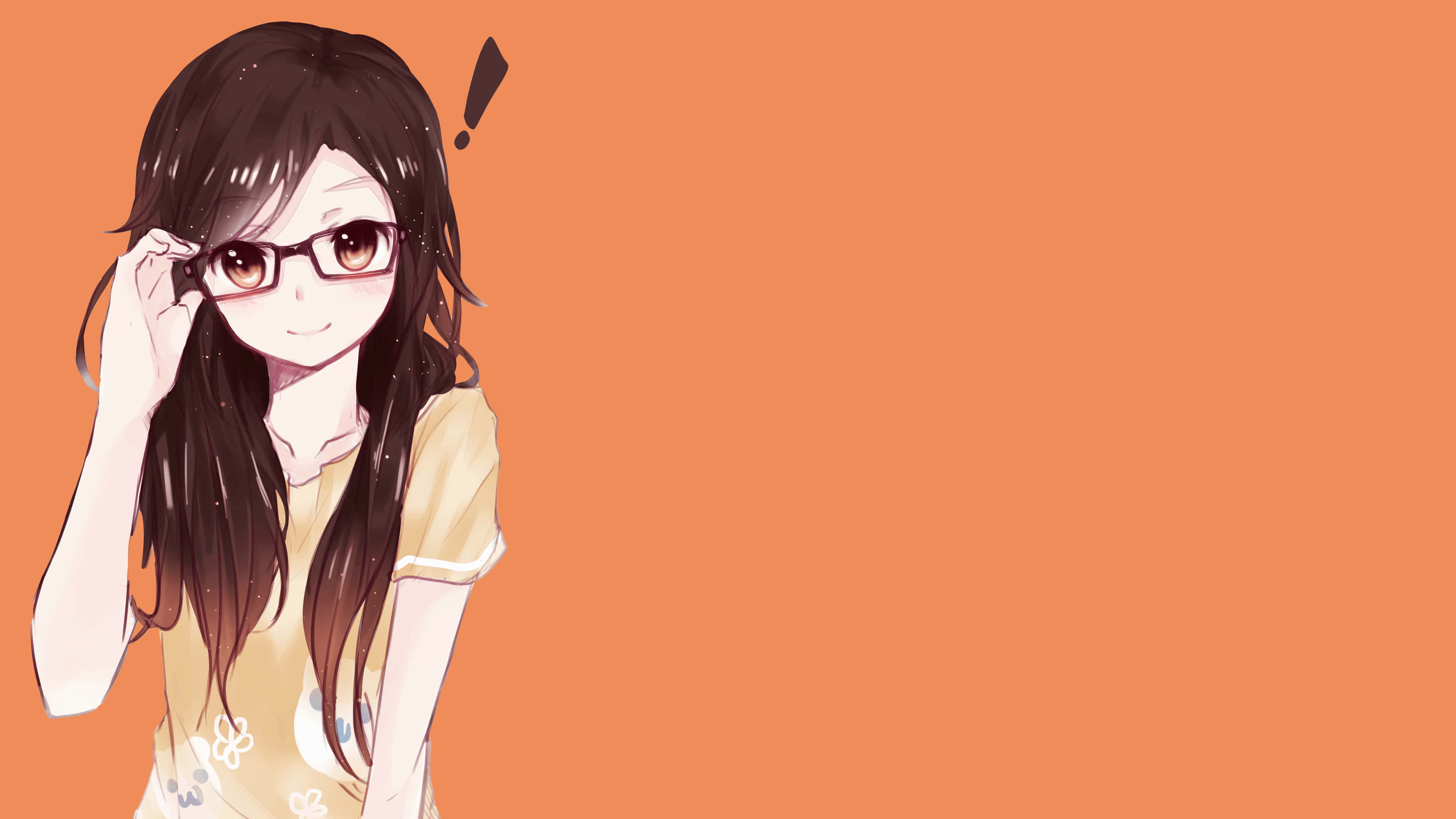 isang batang babae na may salamin at dilaw na background Wallpaper