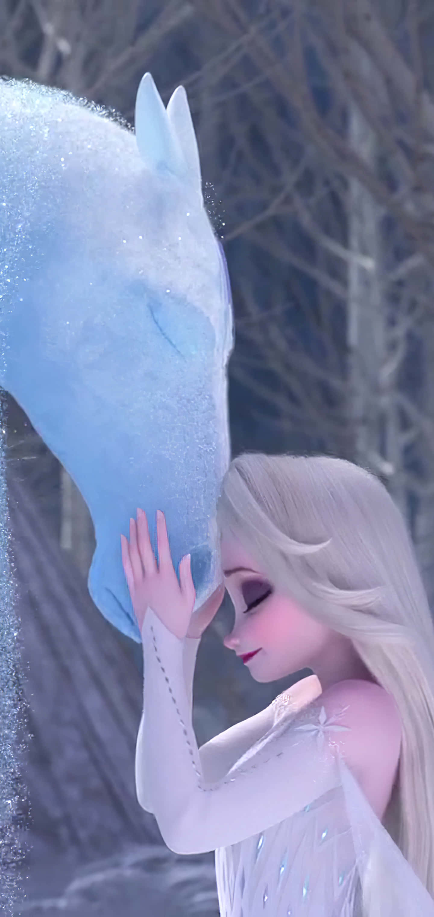 isang batang babae ang humahalik sa isang kabayo sa disney frozen Wallpaper