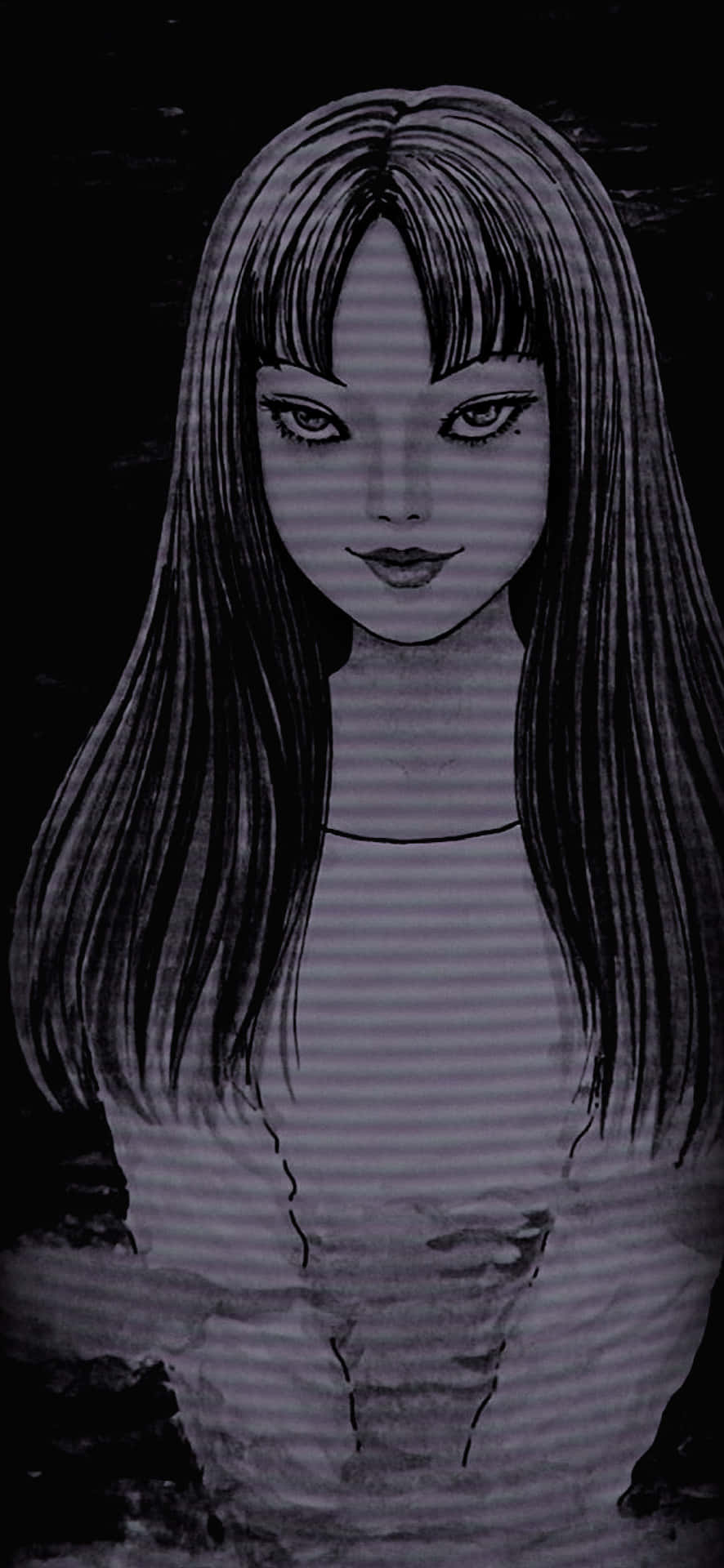 isang batang may mahabang buhok ay ipinapakita sa dilim Wallpaper