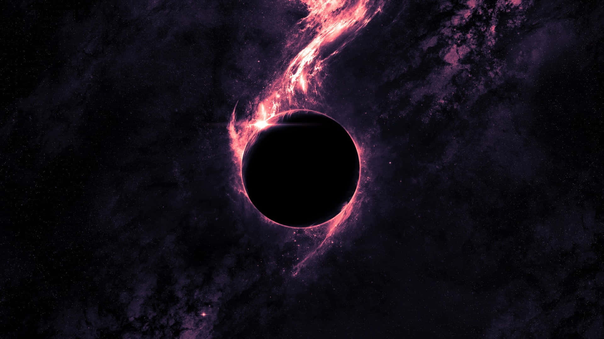 Isang black hole sa gitna ng purple na background Wallpaper