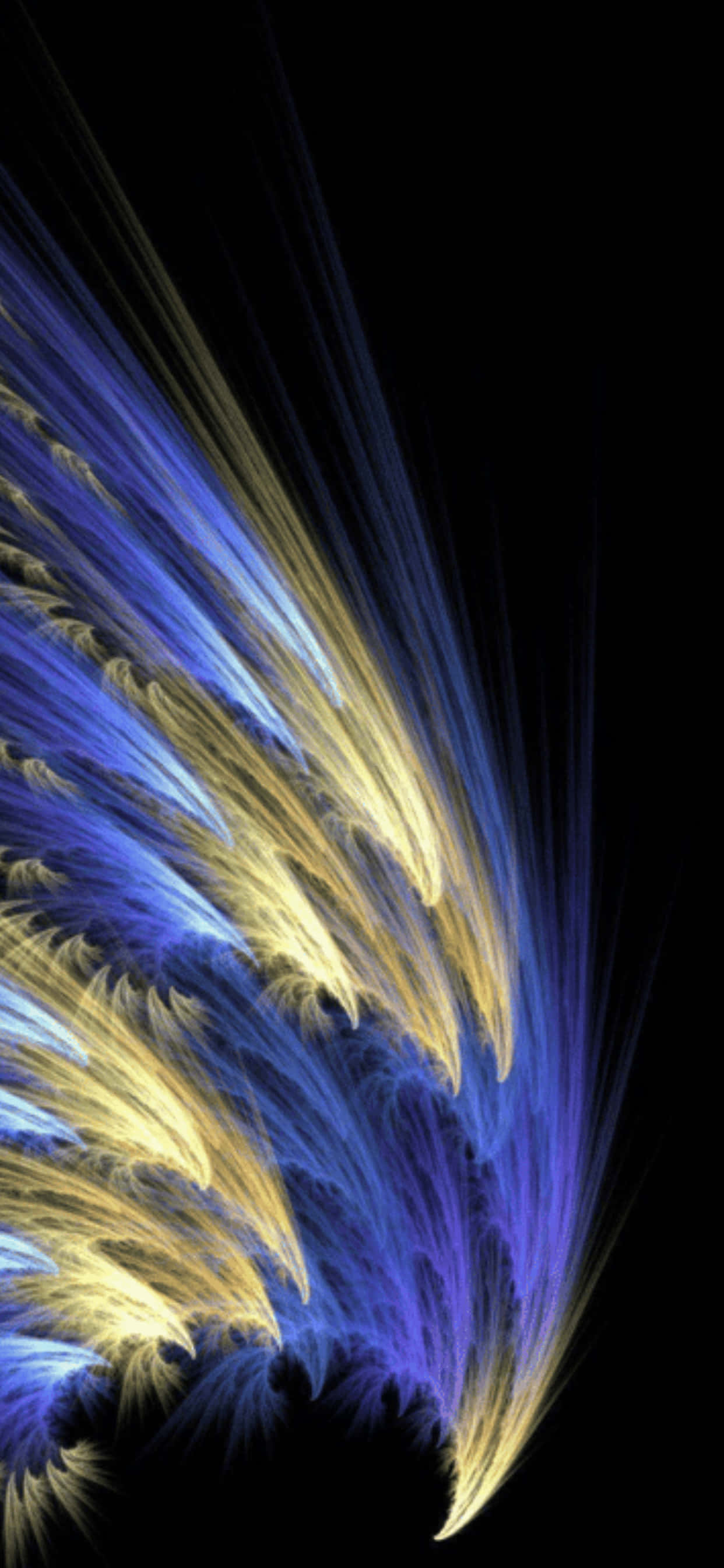 isang blue at yellow abstract pattern sa isang black background Wallpaper