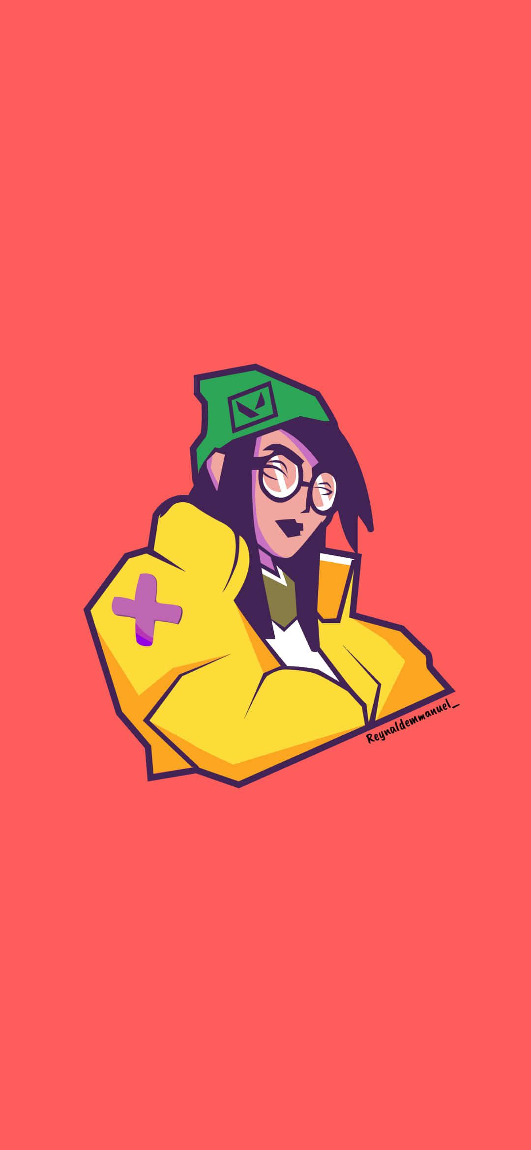 isang cartoon girl sa isang yellow jacket at glasses Wallpaper