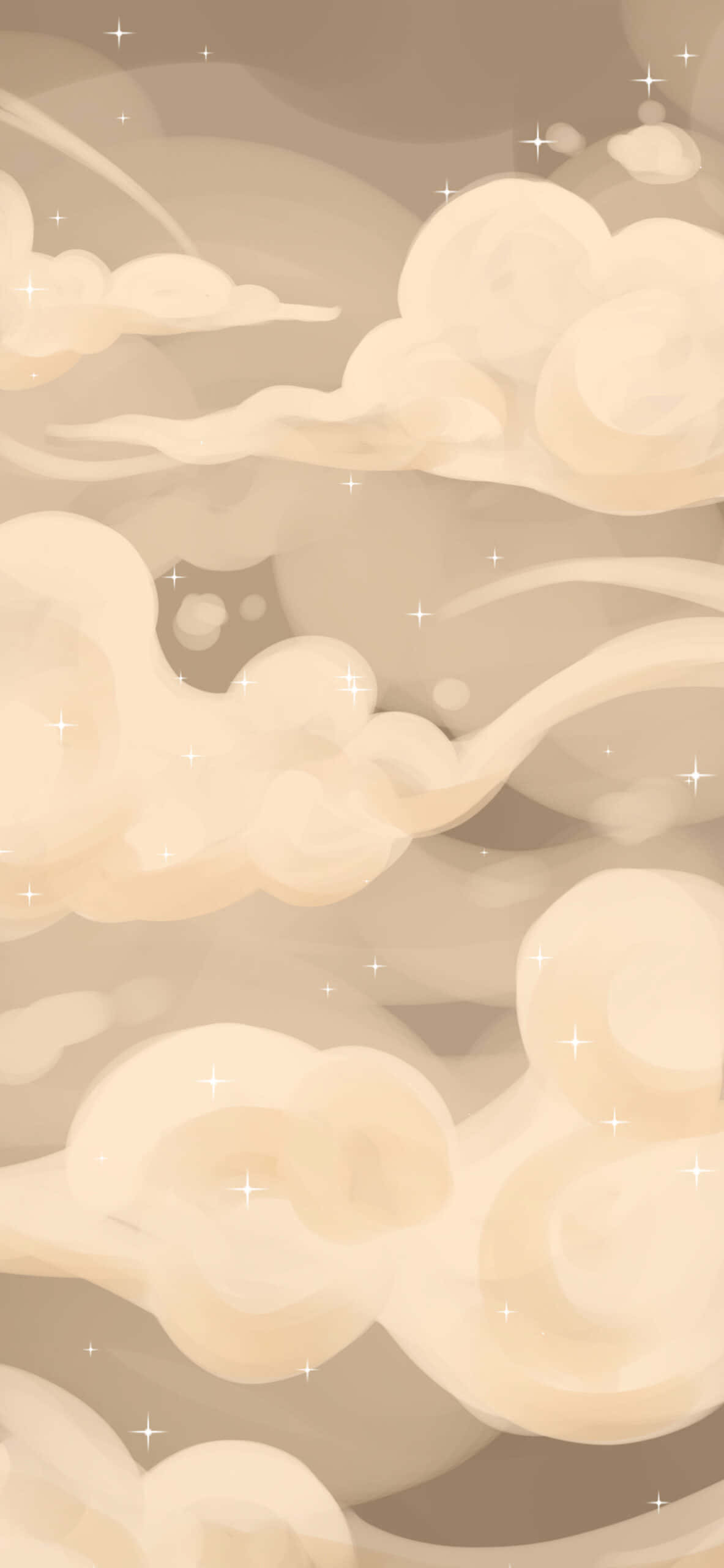 isang cartoon na guhit ng mga ulap sa langit Wallpaper
