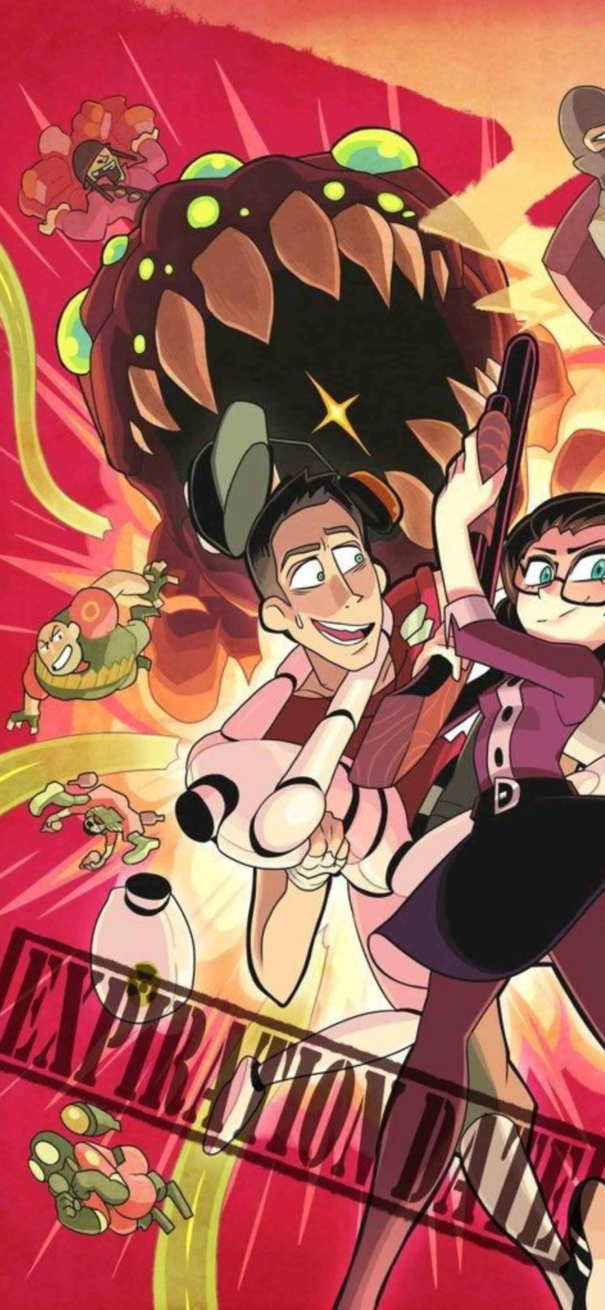 isang cartoon na may dalawang characters sa isang fight Wallpaper