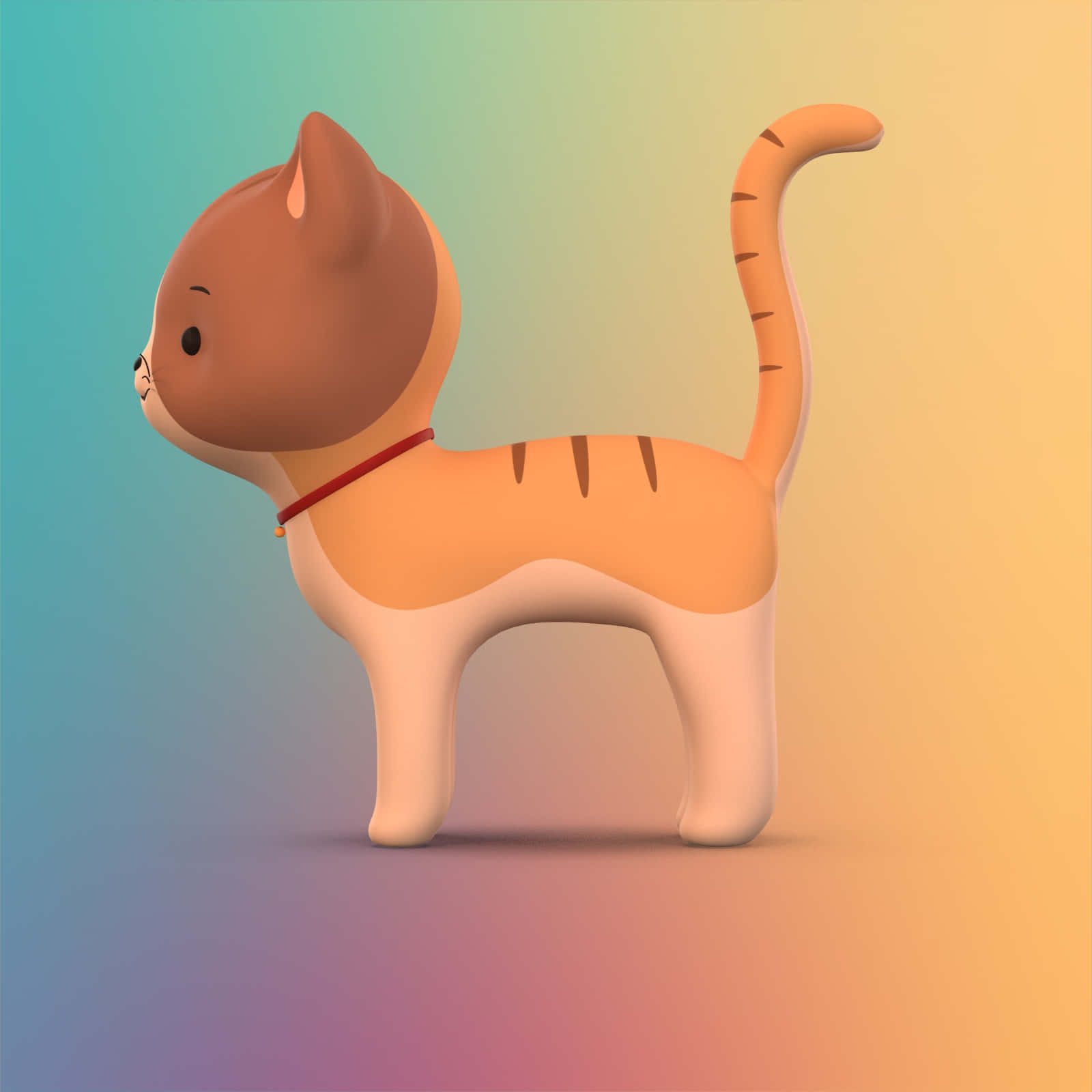 isang cartoon na pusa sa makulay na background Wallpaper
