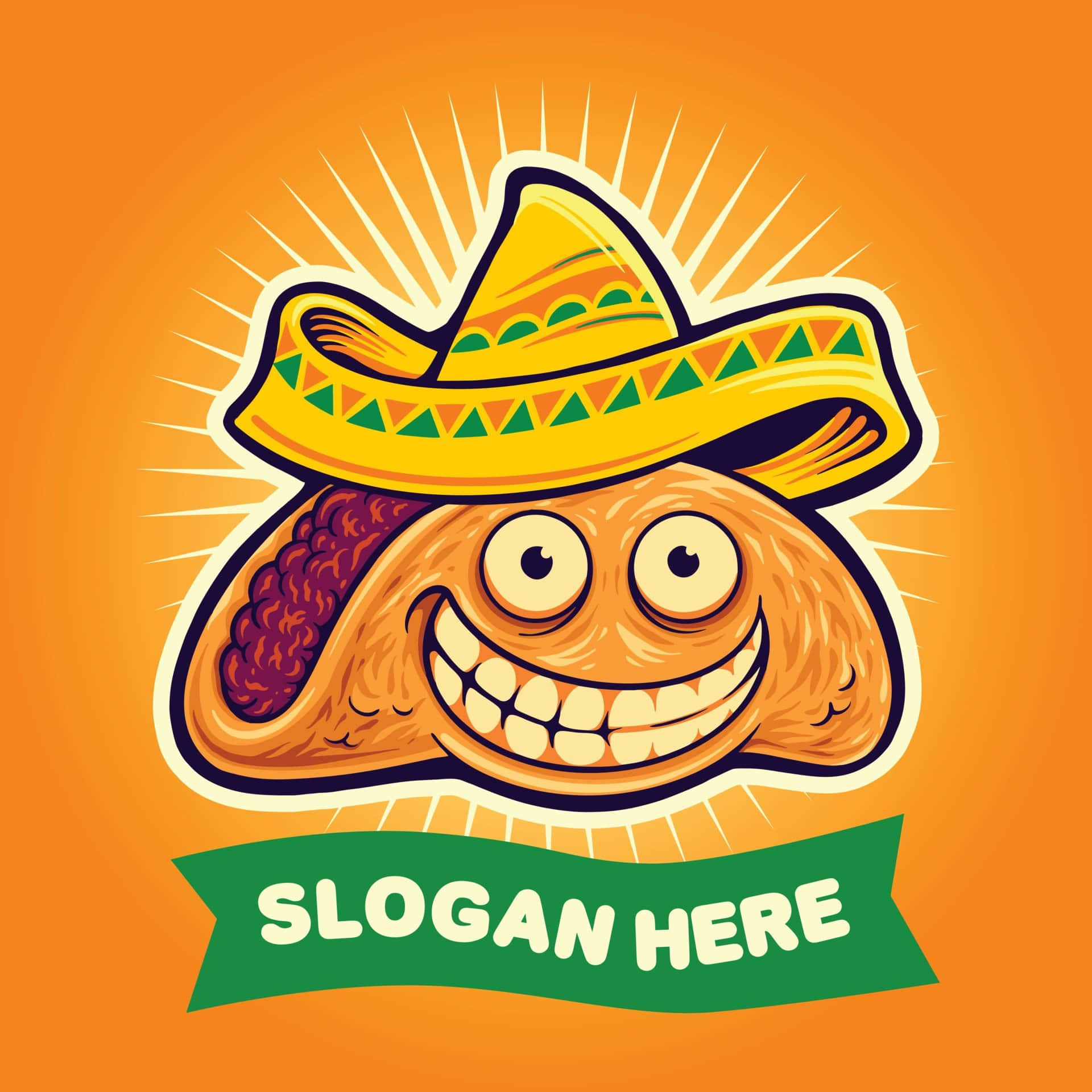isang cartoon taco na may sombrero sa isang orange na background Wallpaper